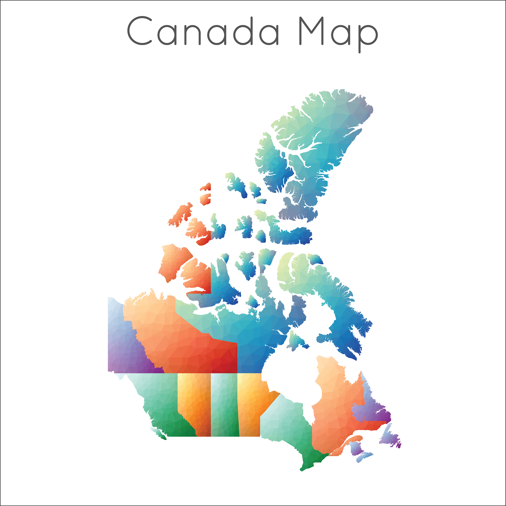 low poly map of canada.