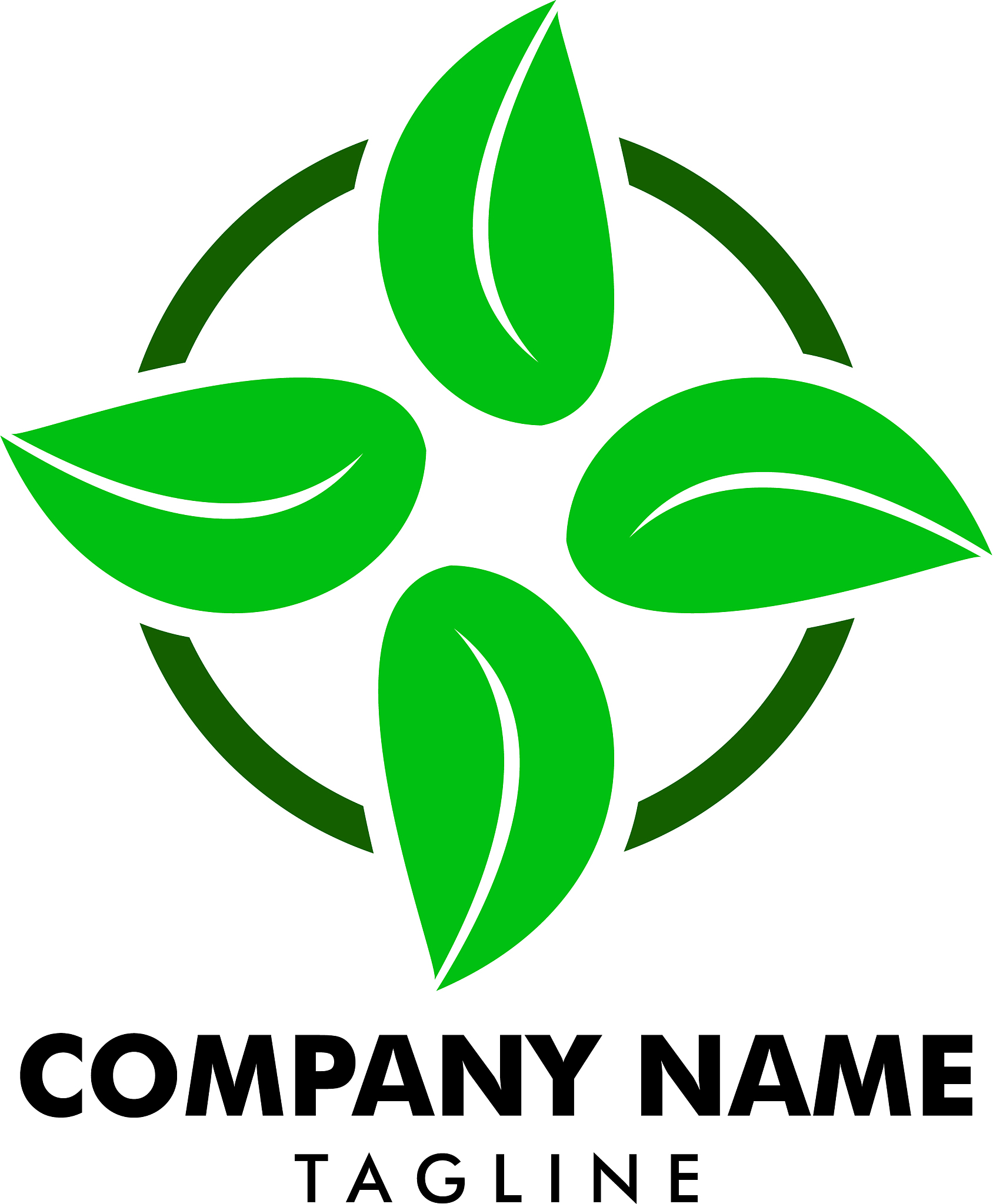 green leaf nature circle logo template design