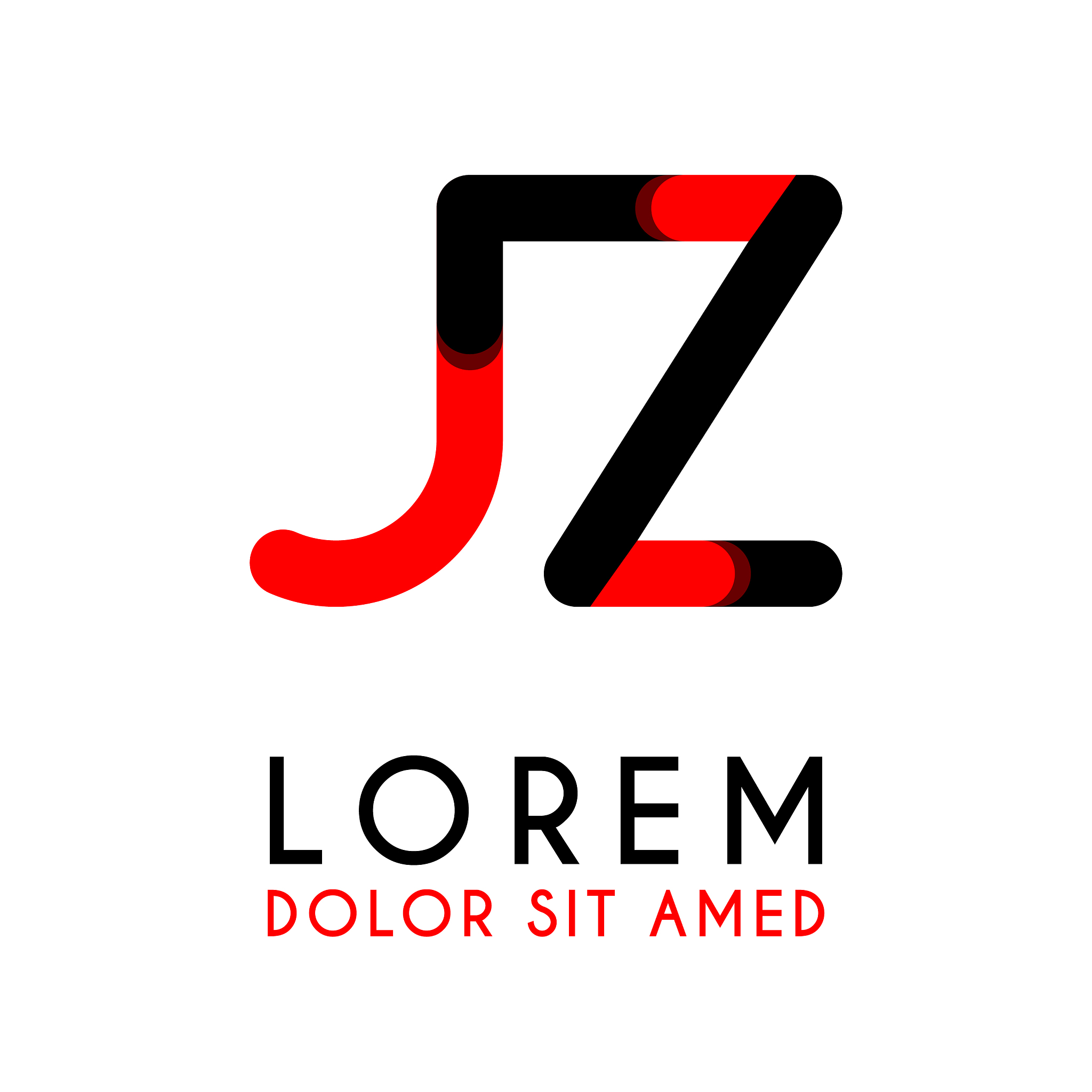 initial letter jz with red black and has rounded