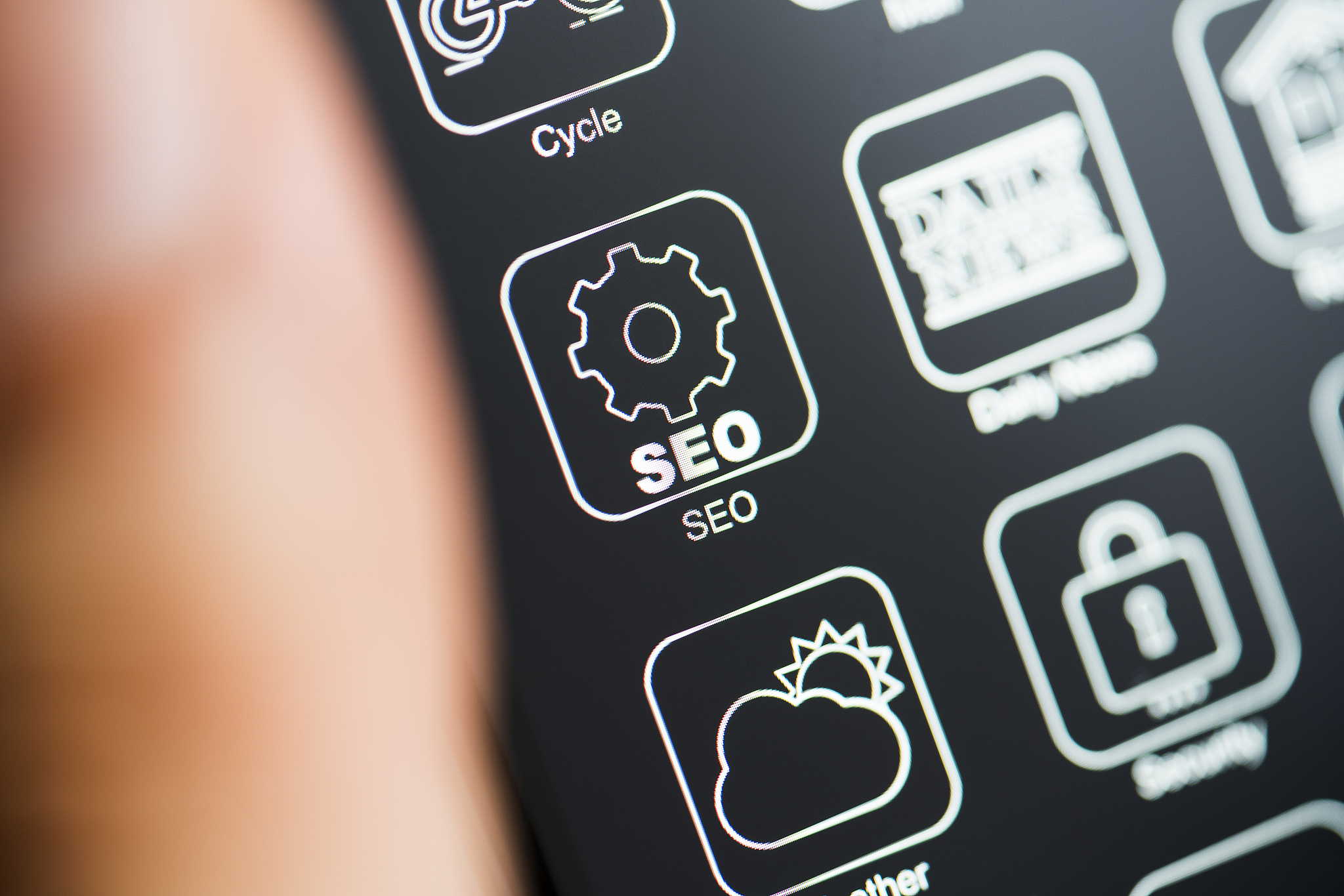 seo app on dark mode phone screen