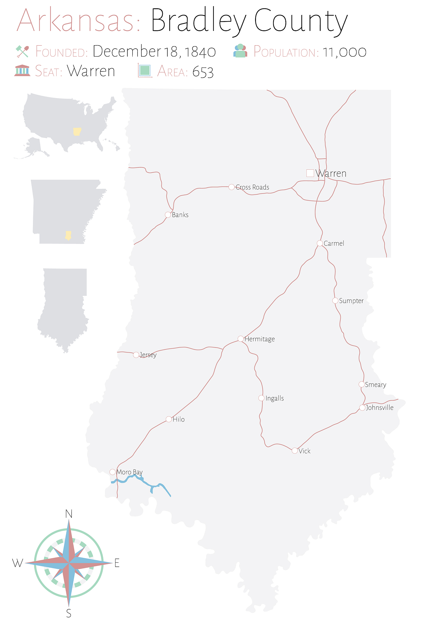 map bradley county in arkansas