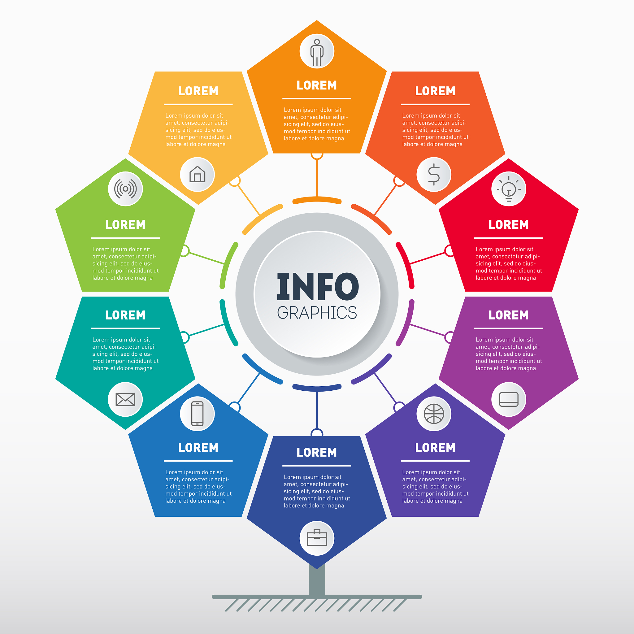 business presentation or infographics concept with 10 options. i