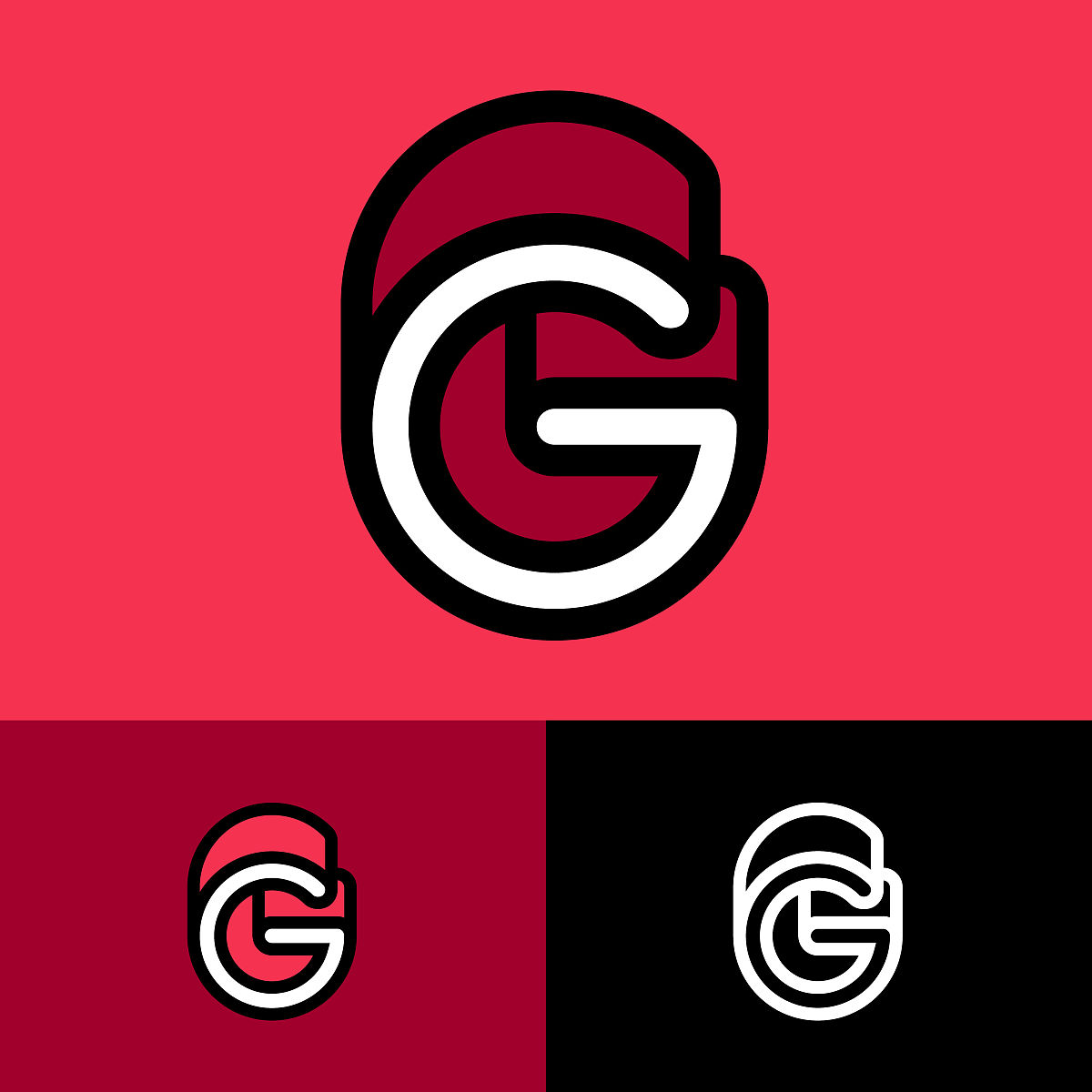 字母g,g交织字母.现代3d挤压效果.