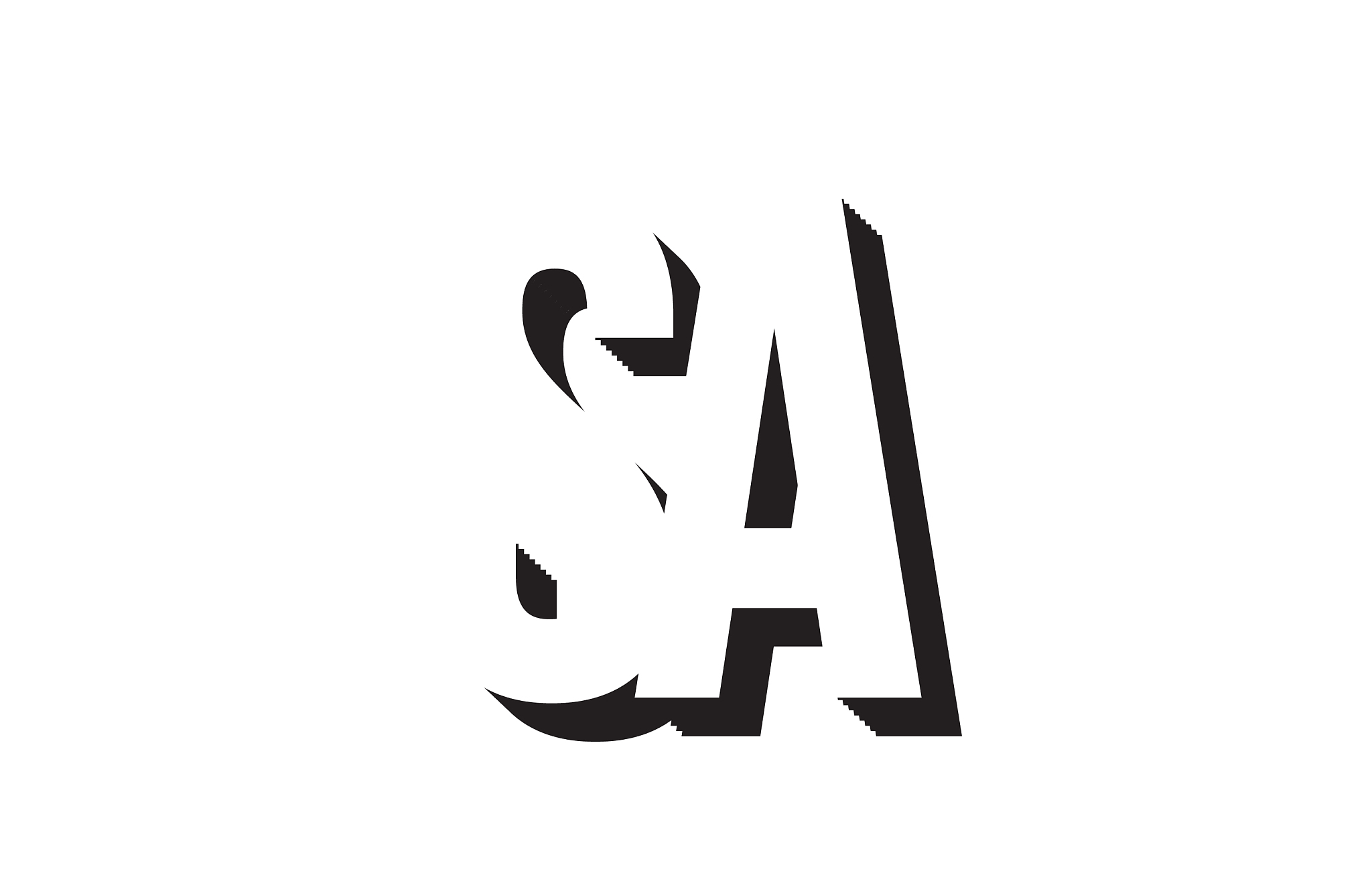 black and white sa s a alphabet letter logo