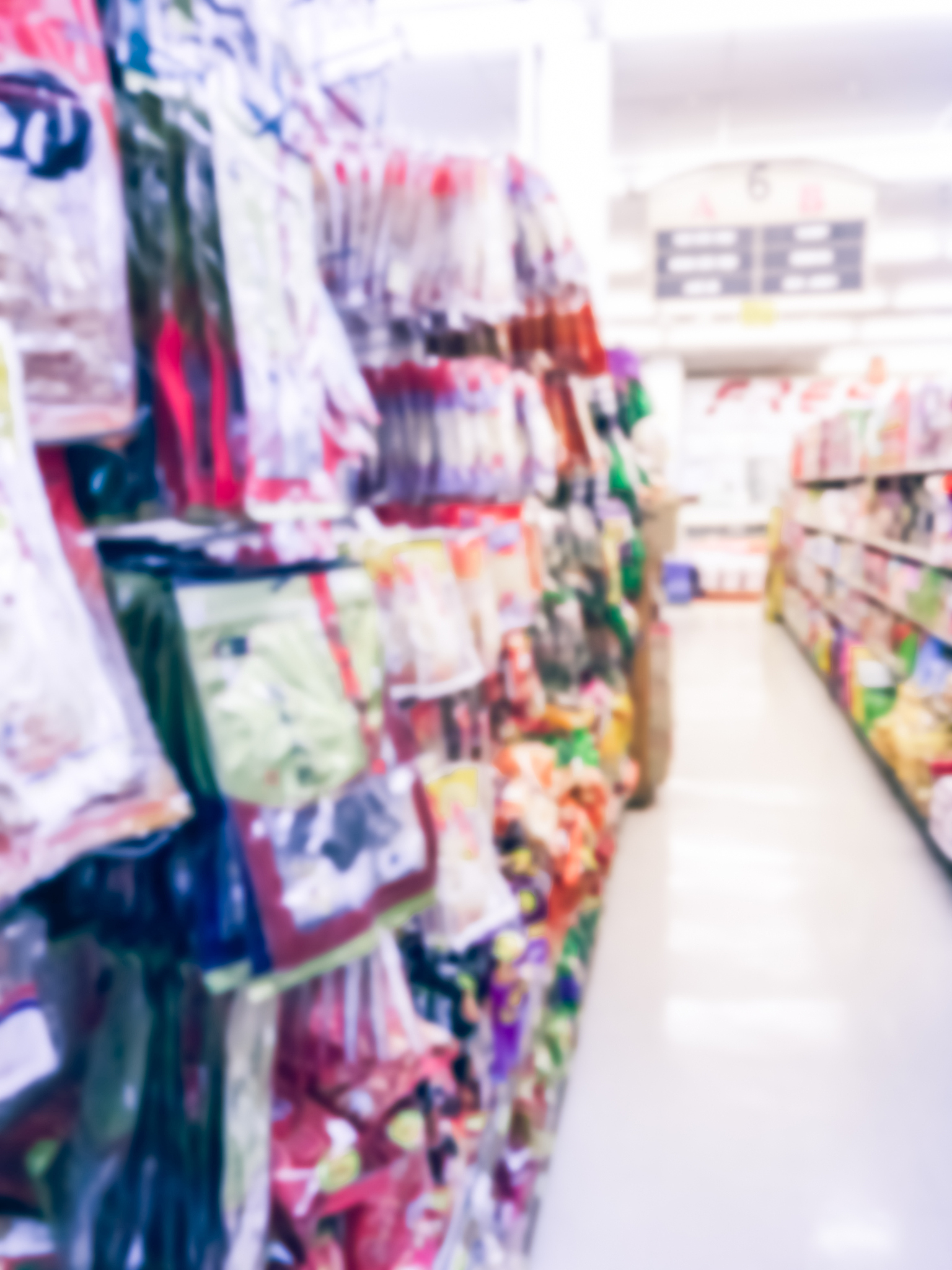 blurry background candy and cookies at asian supermarket in amer
