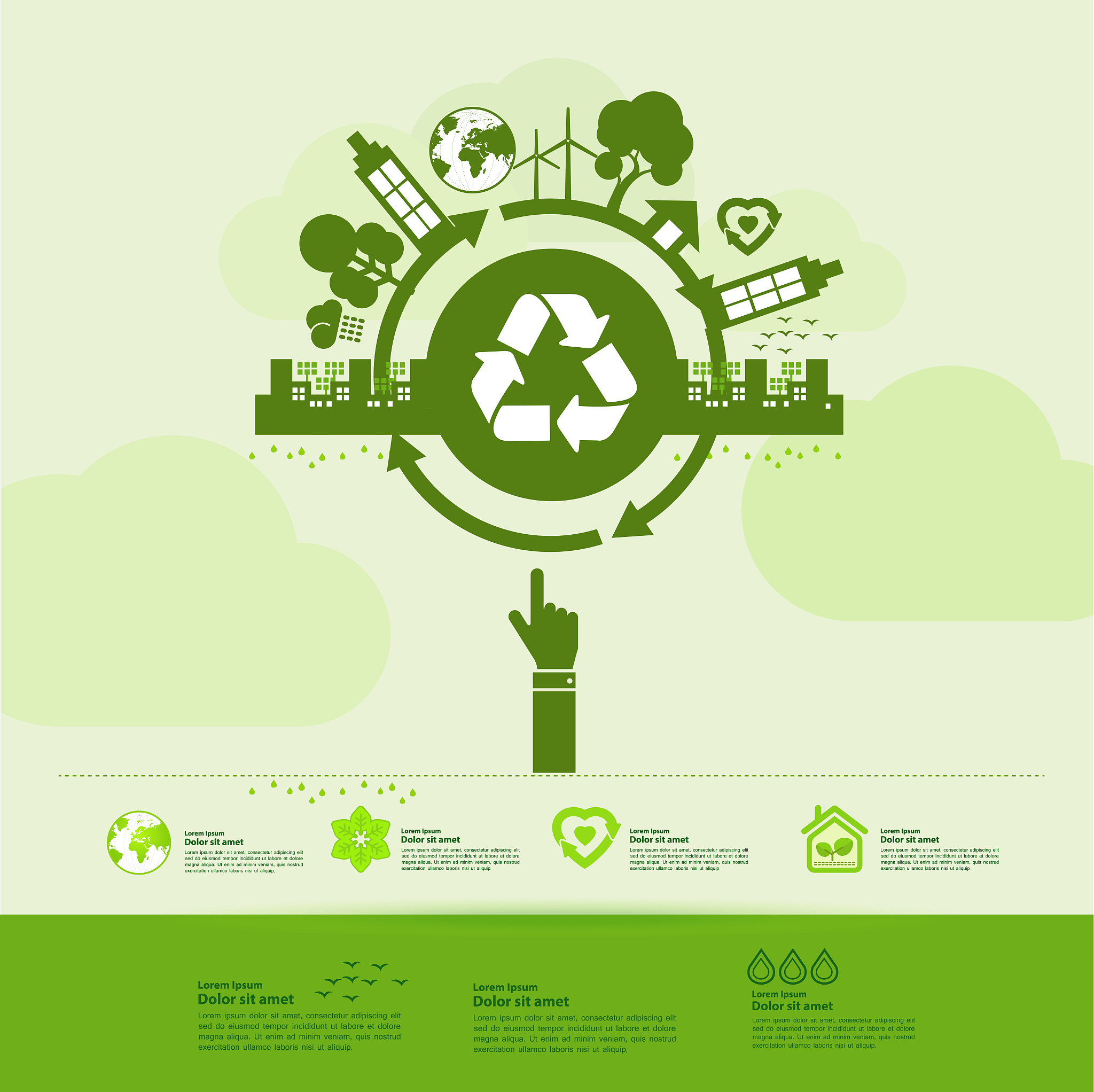 save the world together green ecology vector illustration.