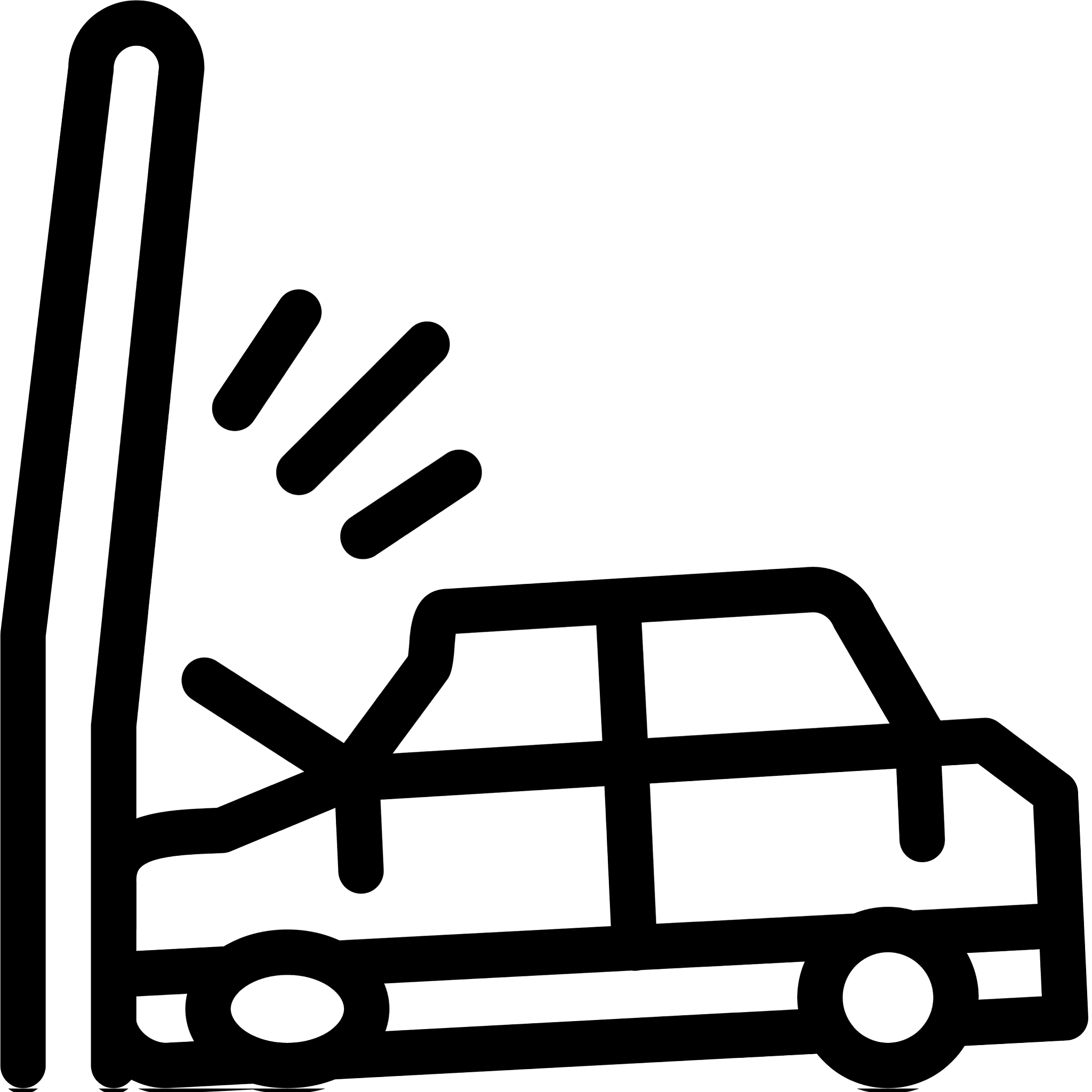 plunging car into pole icon outline