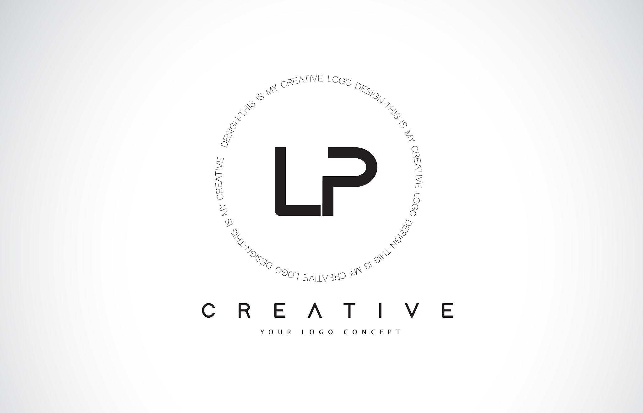 lp l p logo design with black and white creative