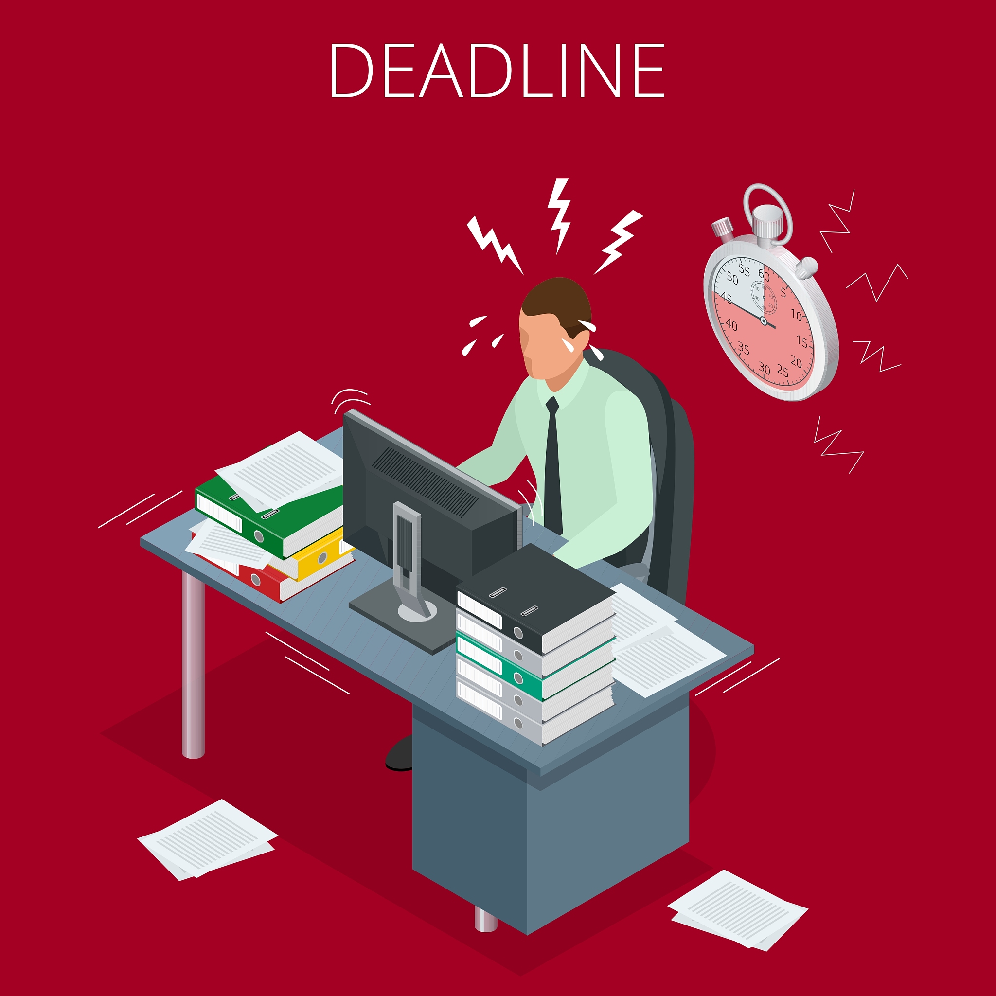 project deadline concept of overworked man man