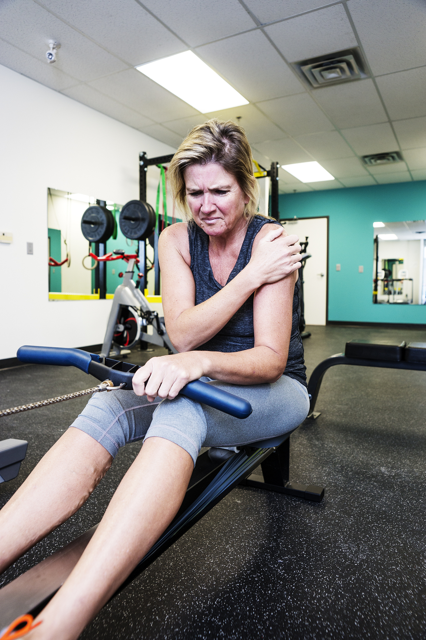 middle-aged woman with a sports injury