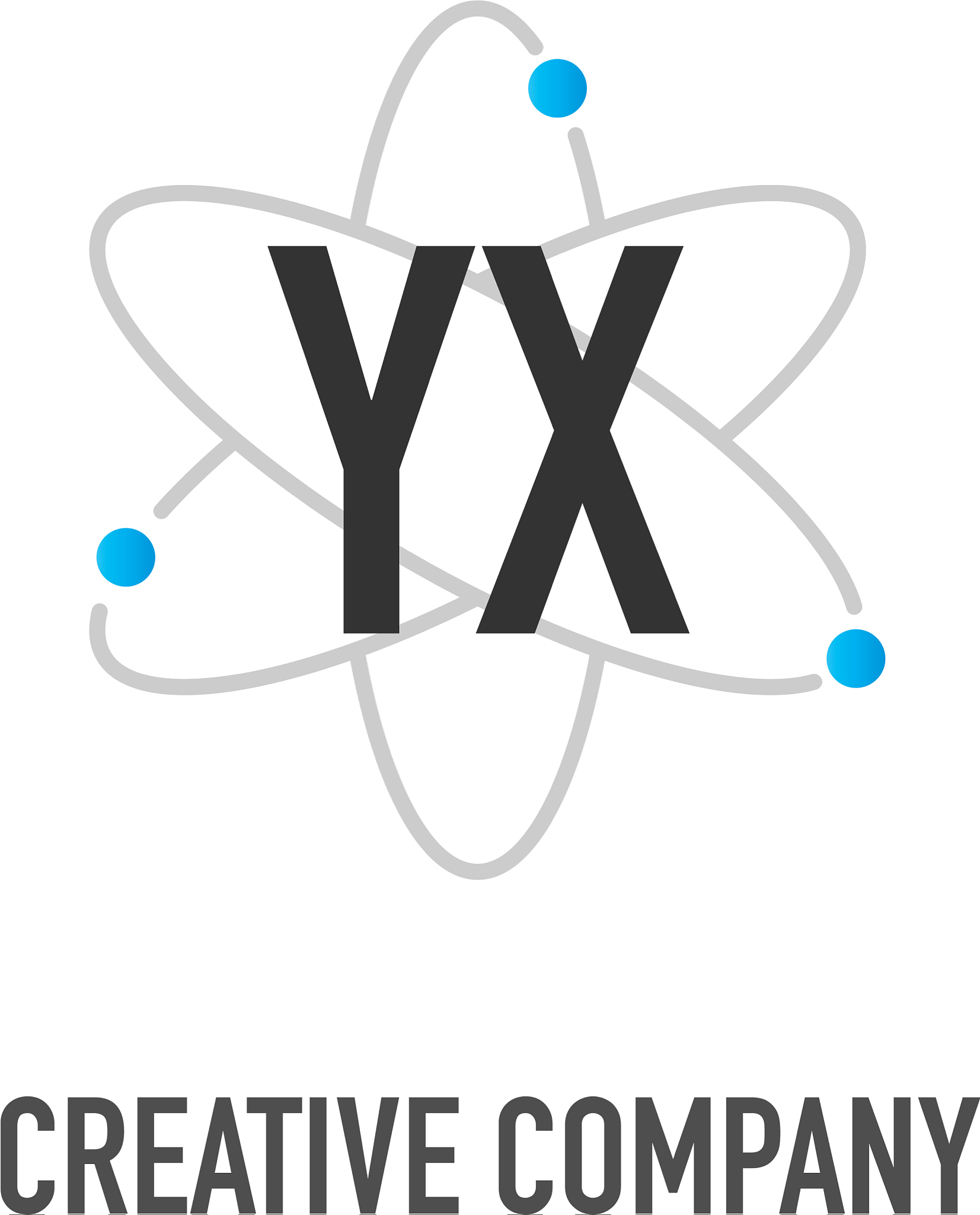 initial letter yx atom neutron design logo