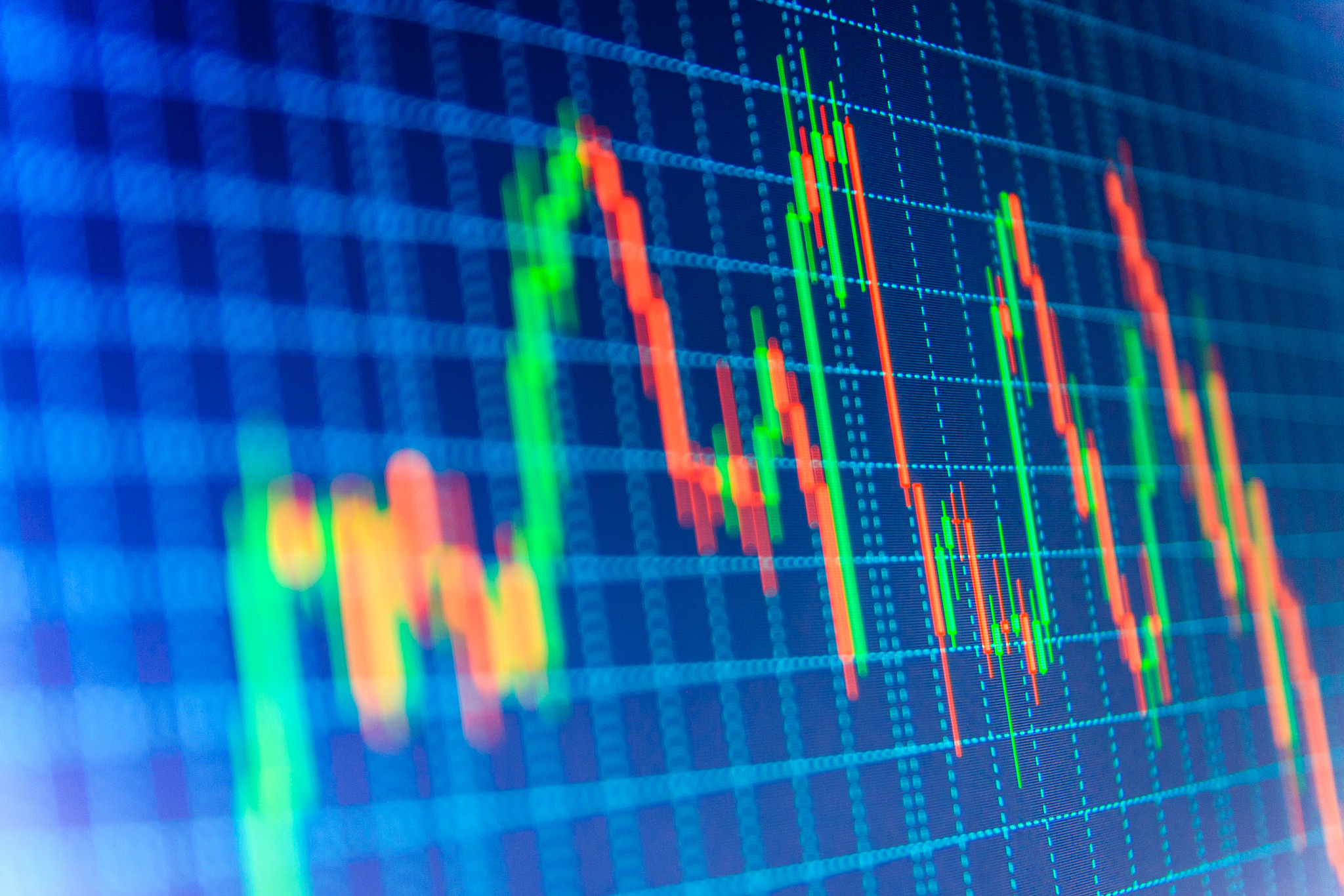 stock market graph and bar chart price display