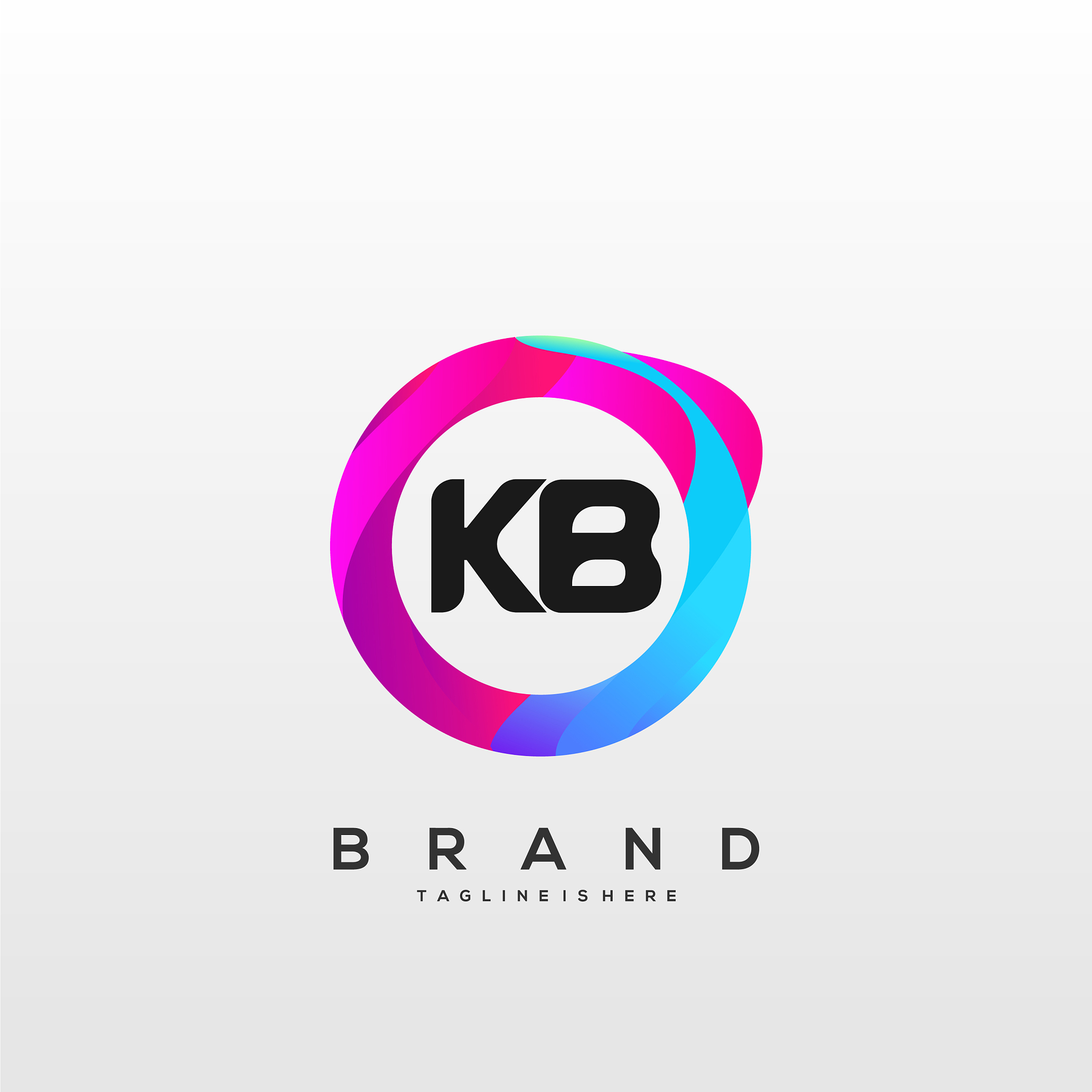 letter kb gradient color logo design