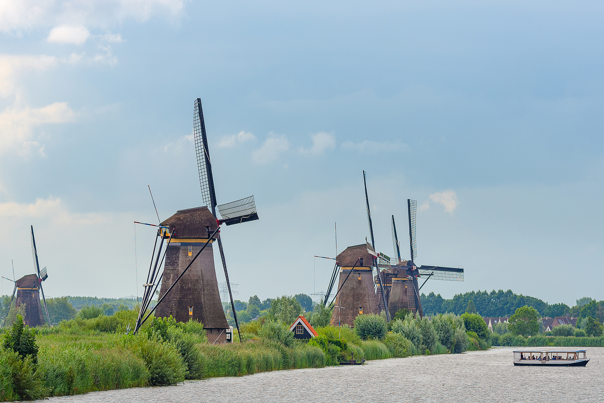 windmills in kinderdijk, netherlands.