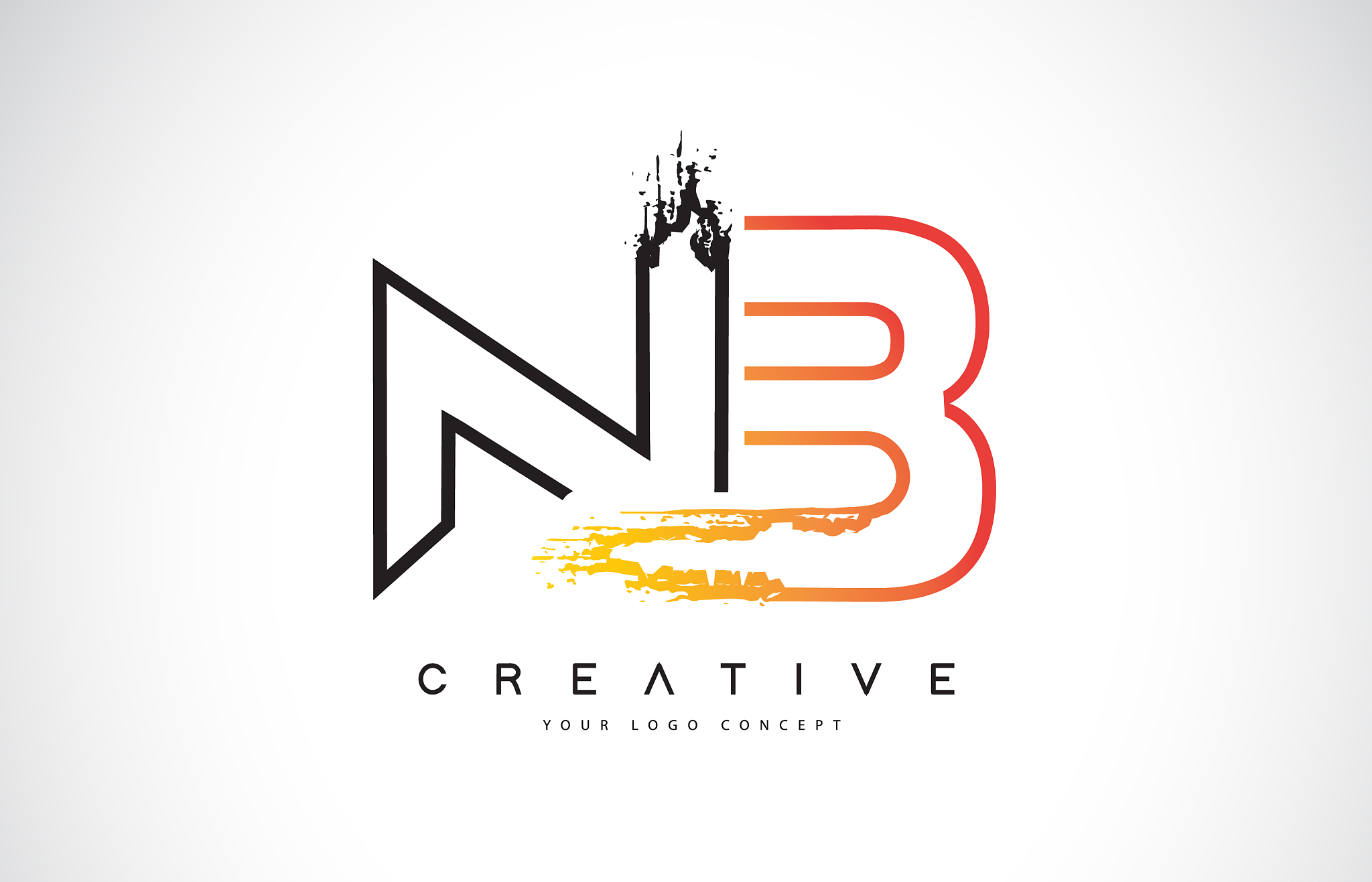 nb creative modern logo design with orange and