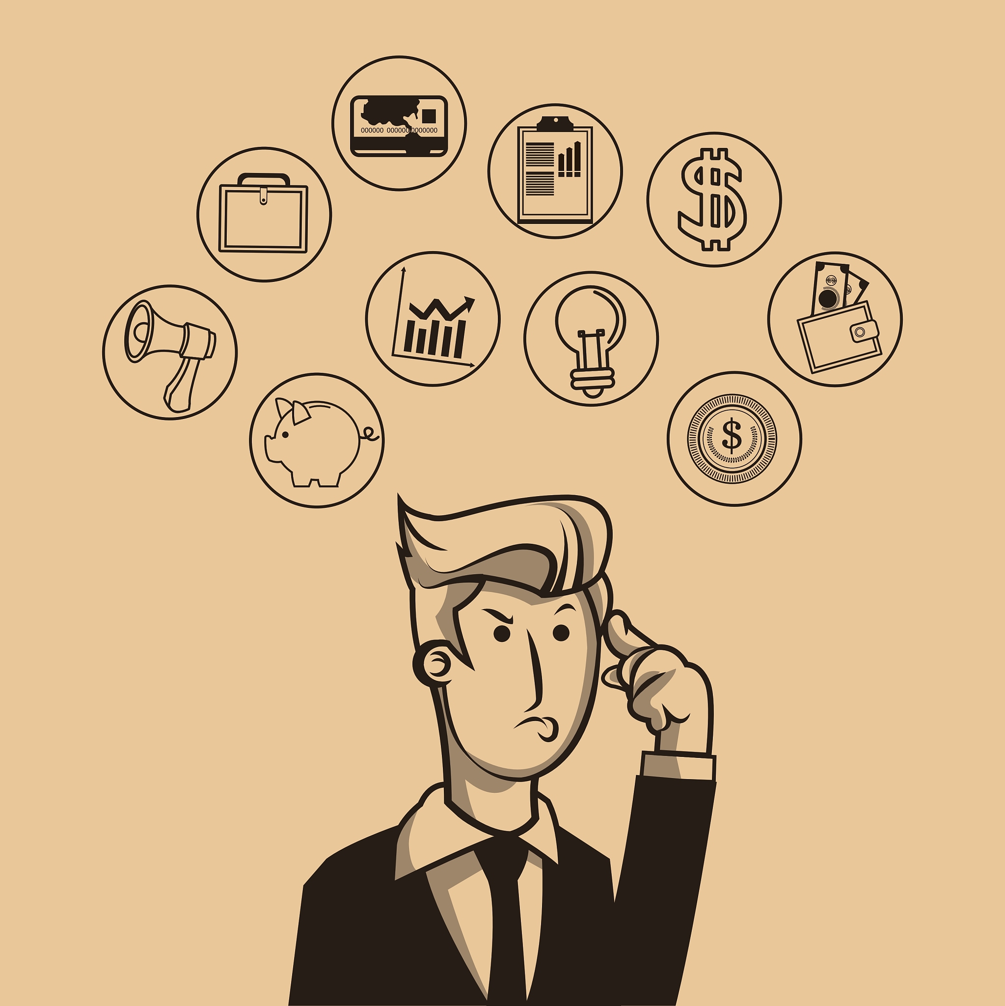 economy related icons line design image