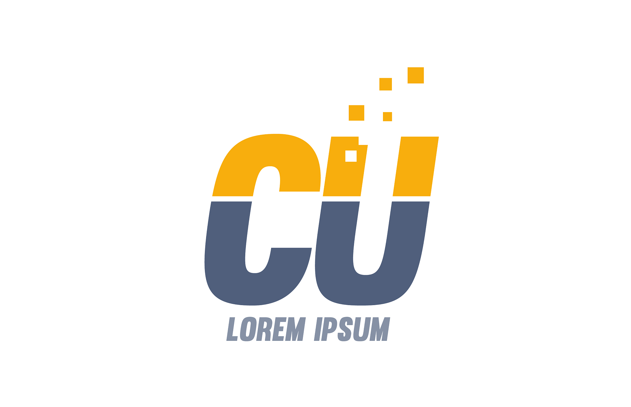 yellow blue cu c u alphabet letter logo company