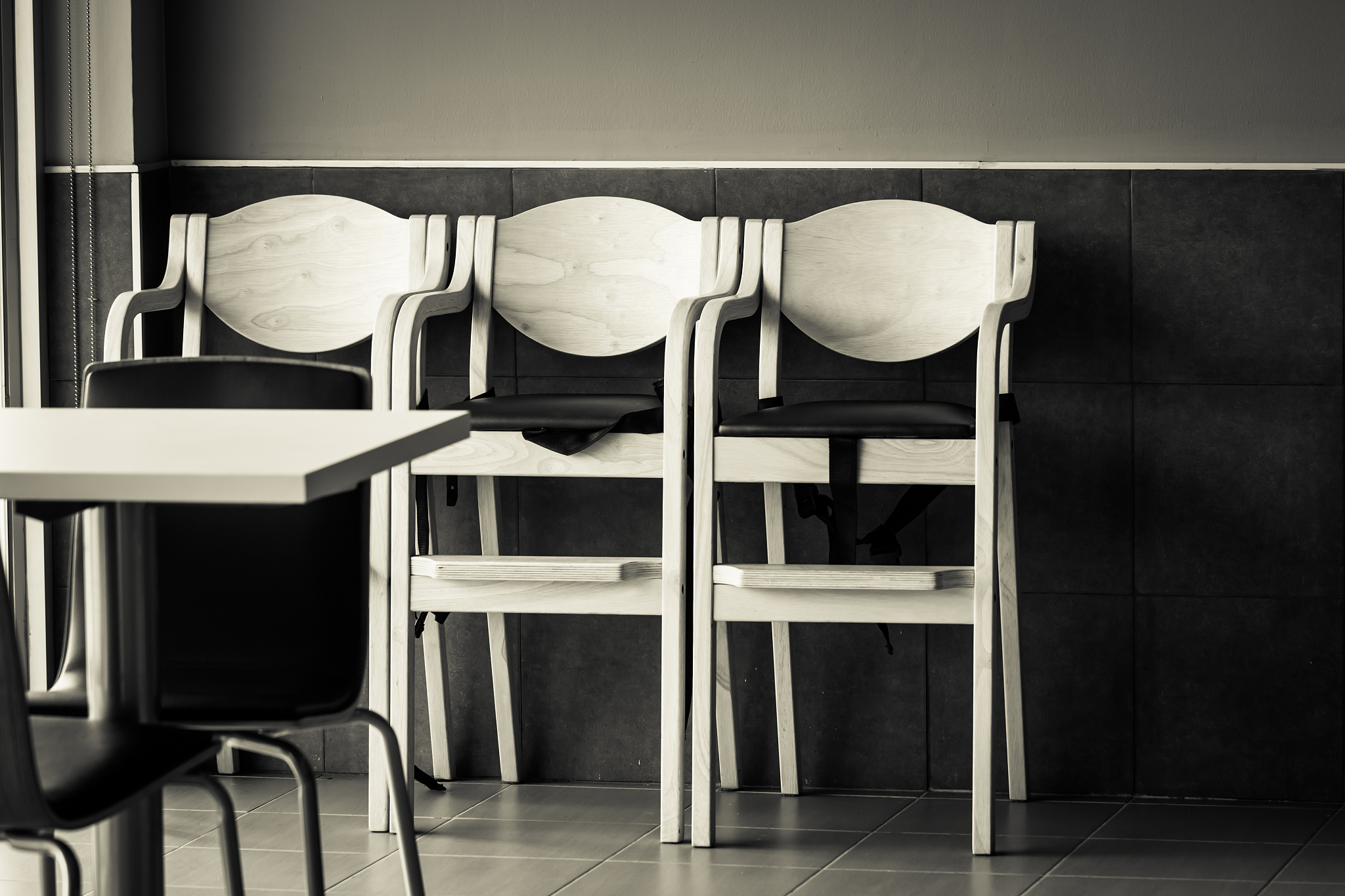 interior with modern wood chairs