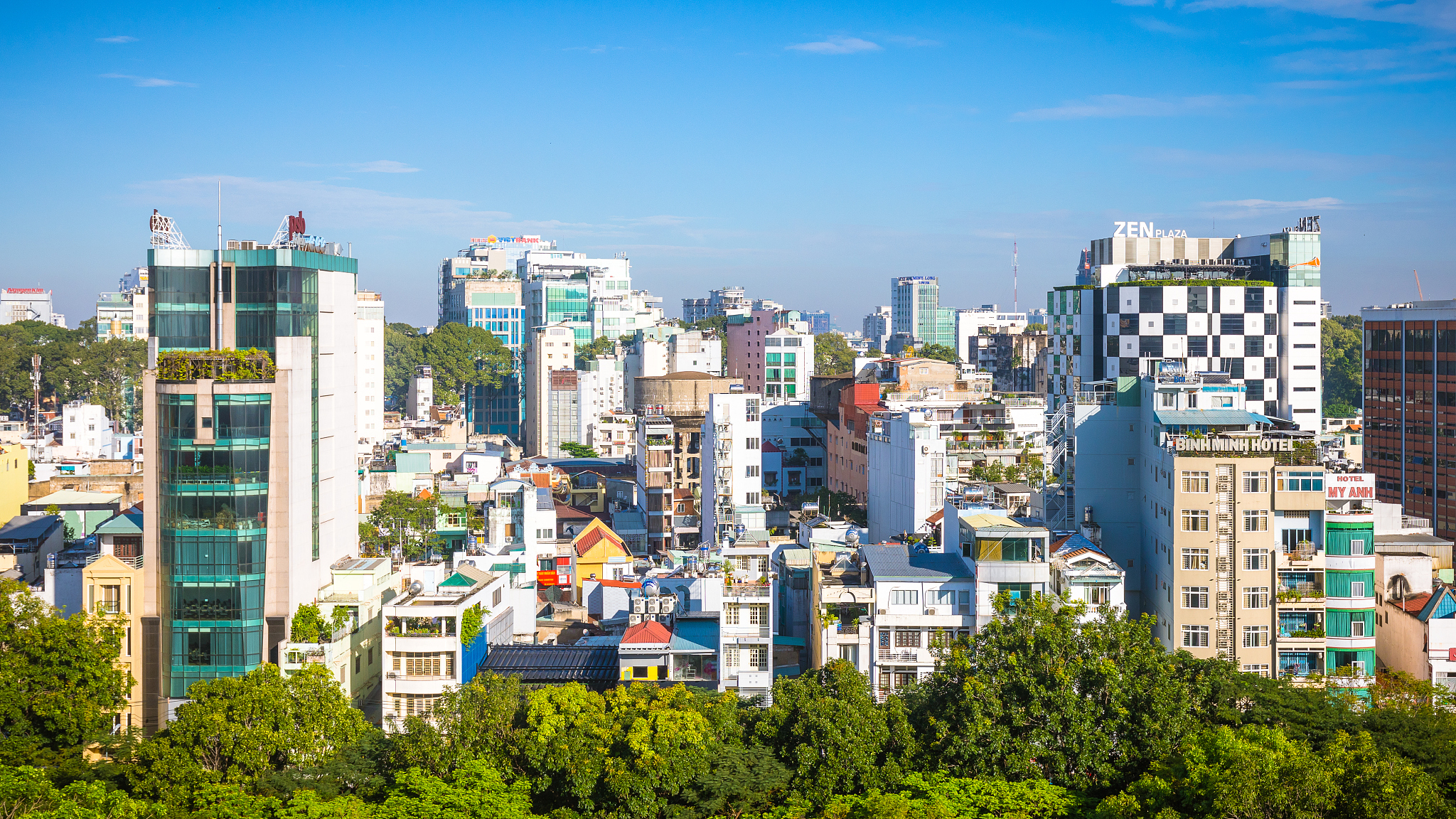 aerial view of ho chi minh city in vietnam , asia