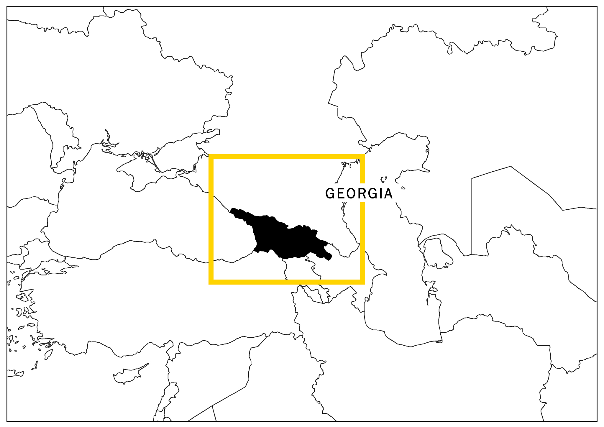 georgia map with yellow frame and name country