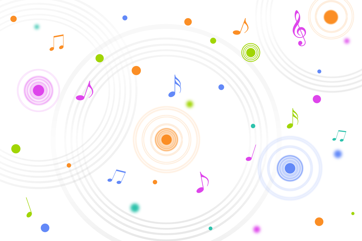 声音,音符和<strong>音乐</strong>背景插画的图像