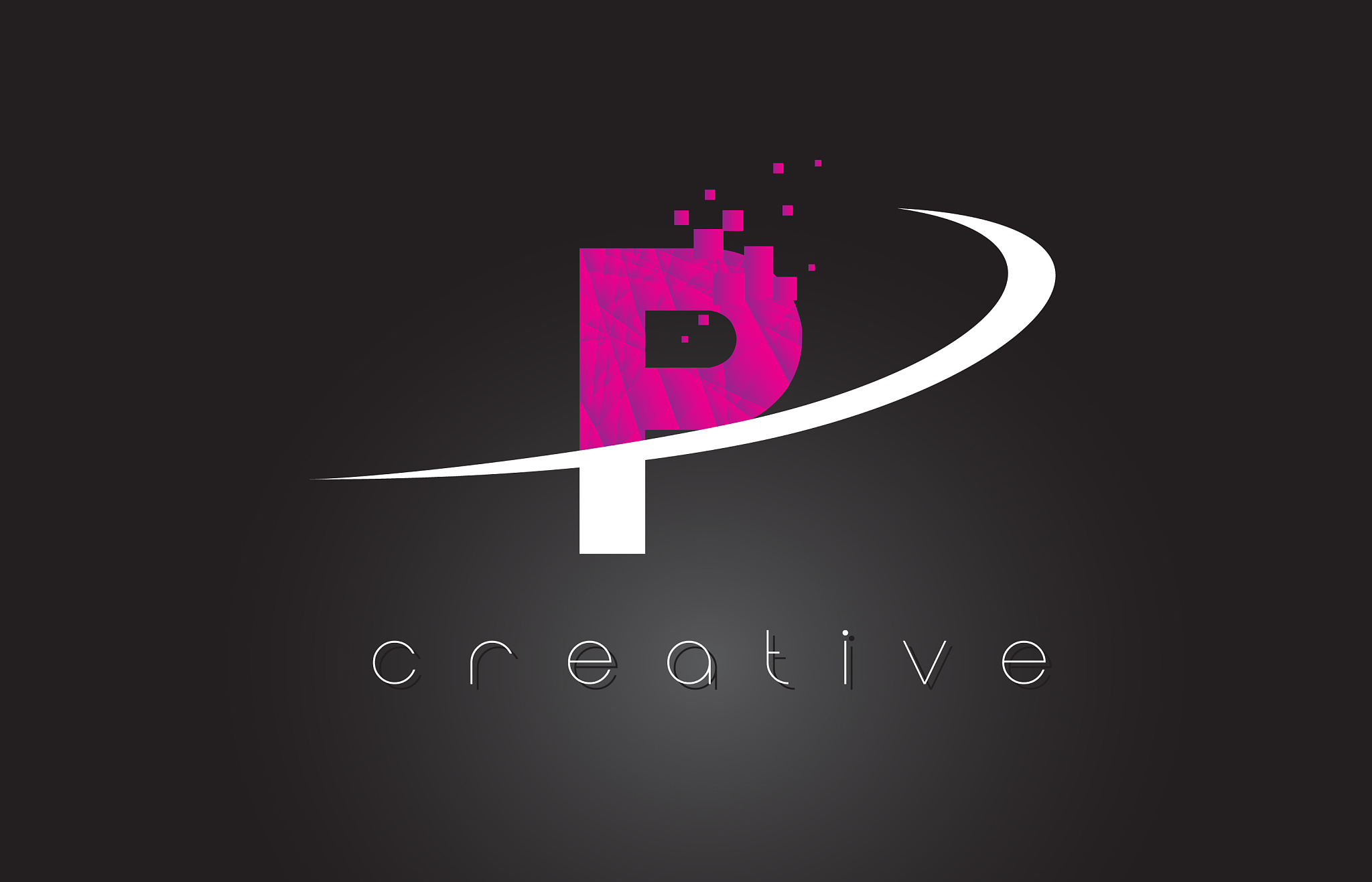 p creative letters design with white pink colors