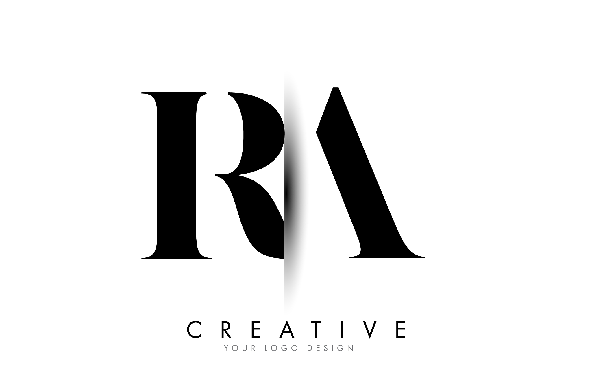ra r a letter logo with creative shadow cut design