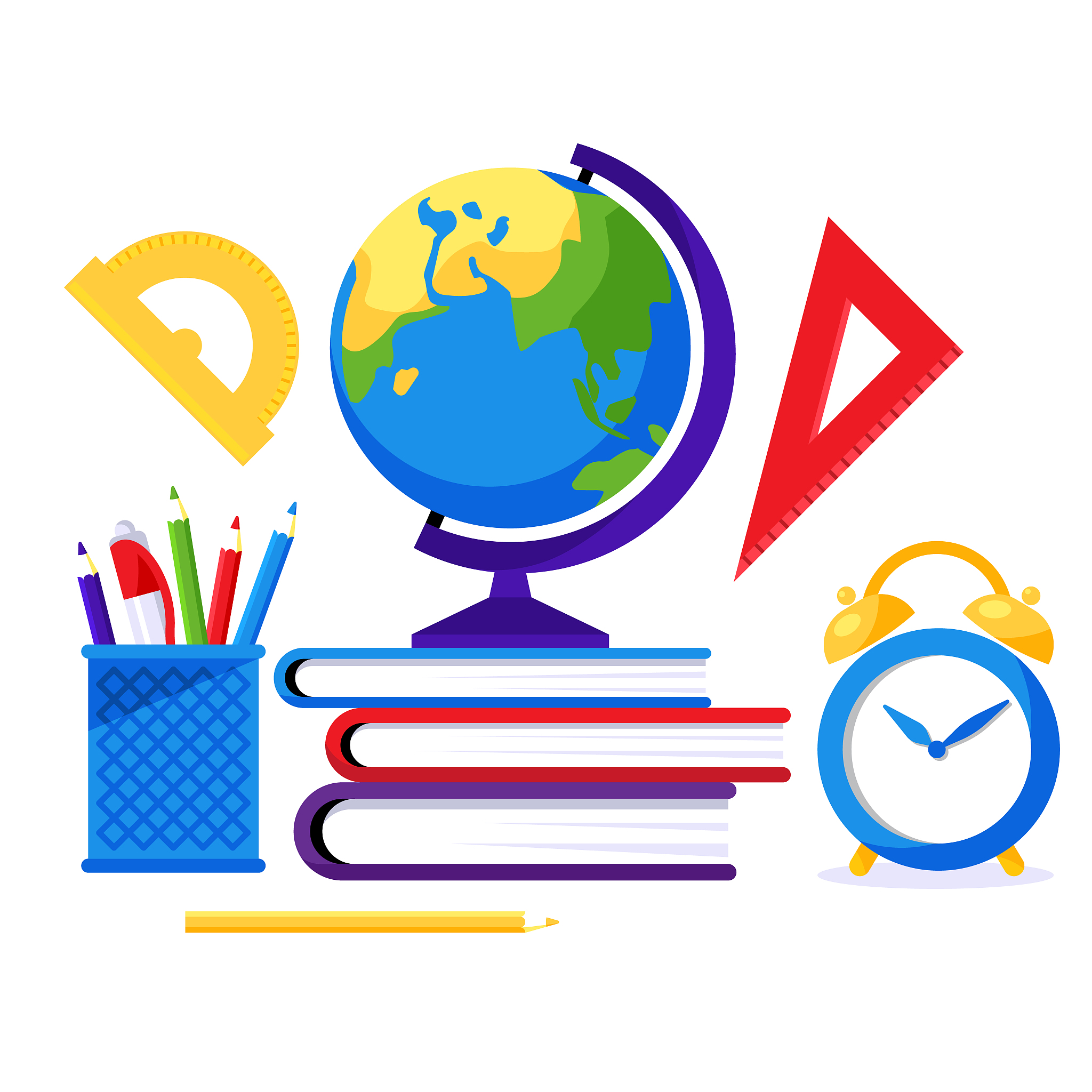 back to school. vector banner with school supplies, other elemen