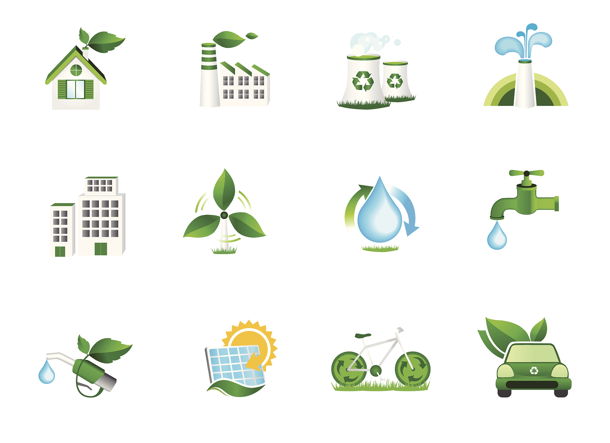 recycling and green energy icons