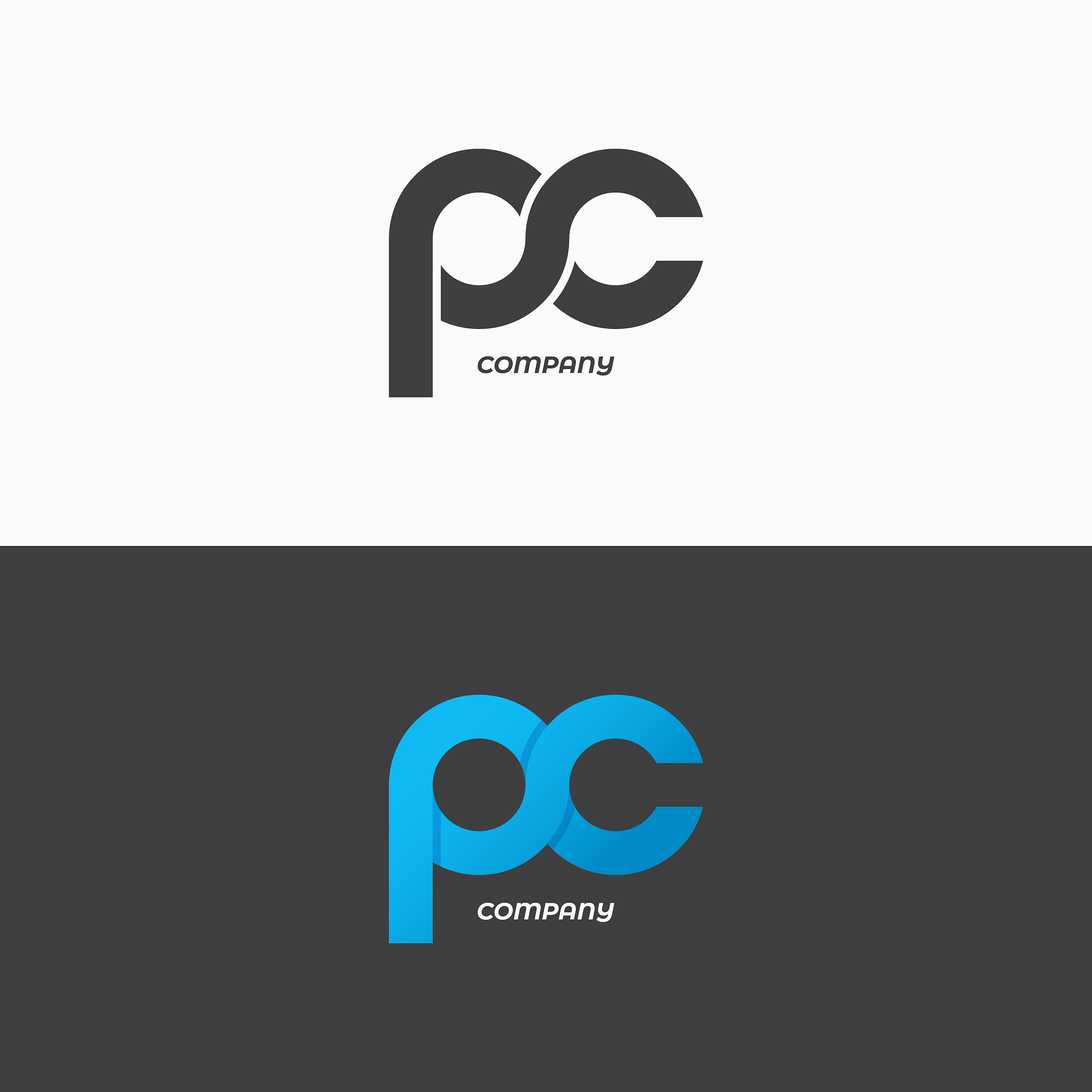 pc letters logo letter p and letter c icon set