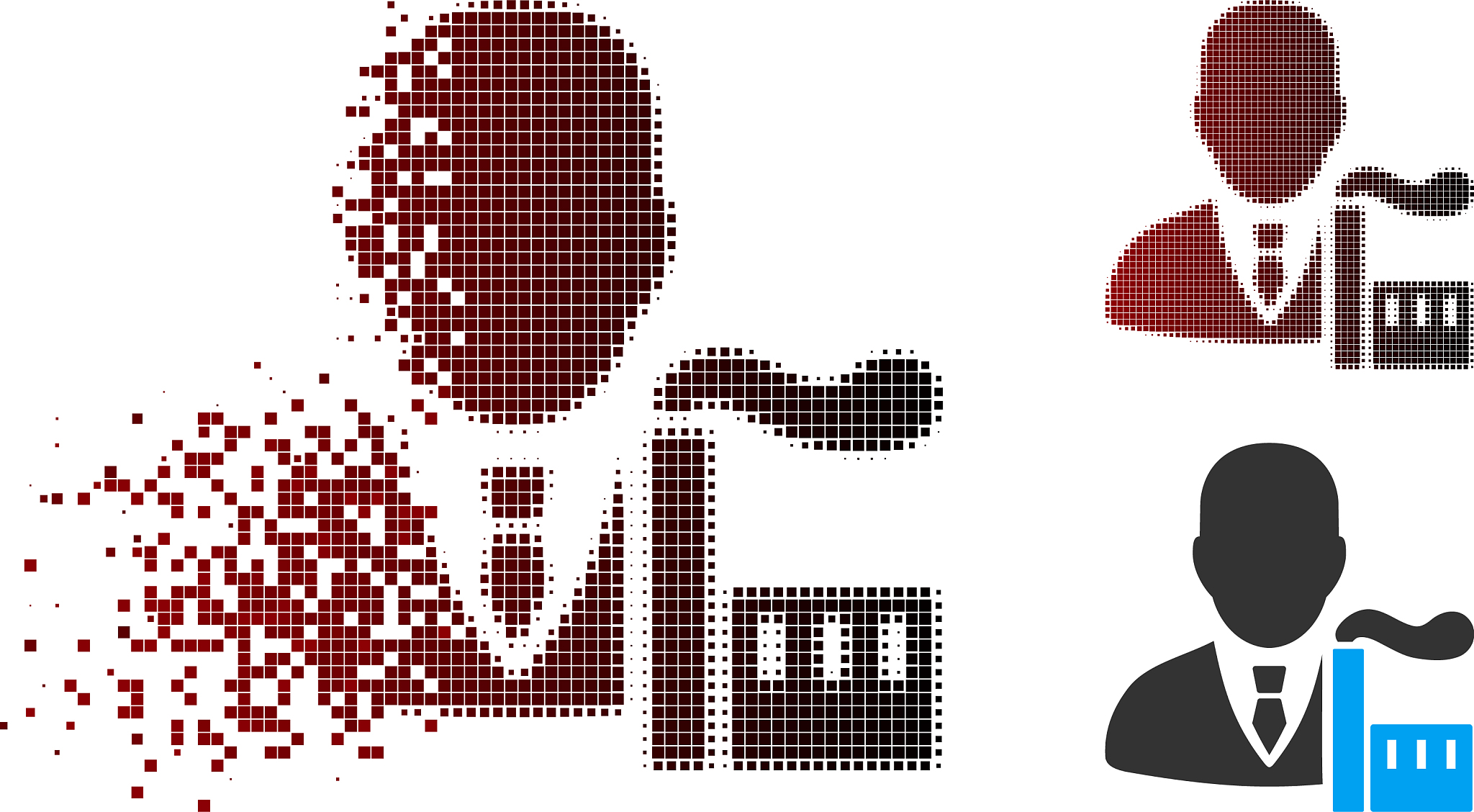 dispersed pixel halftone capitalist oligarch icon