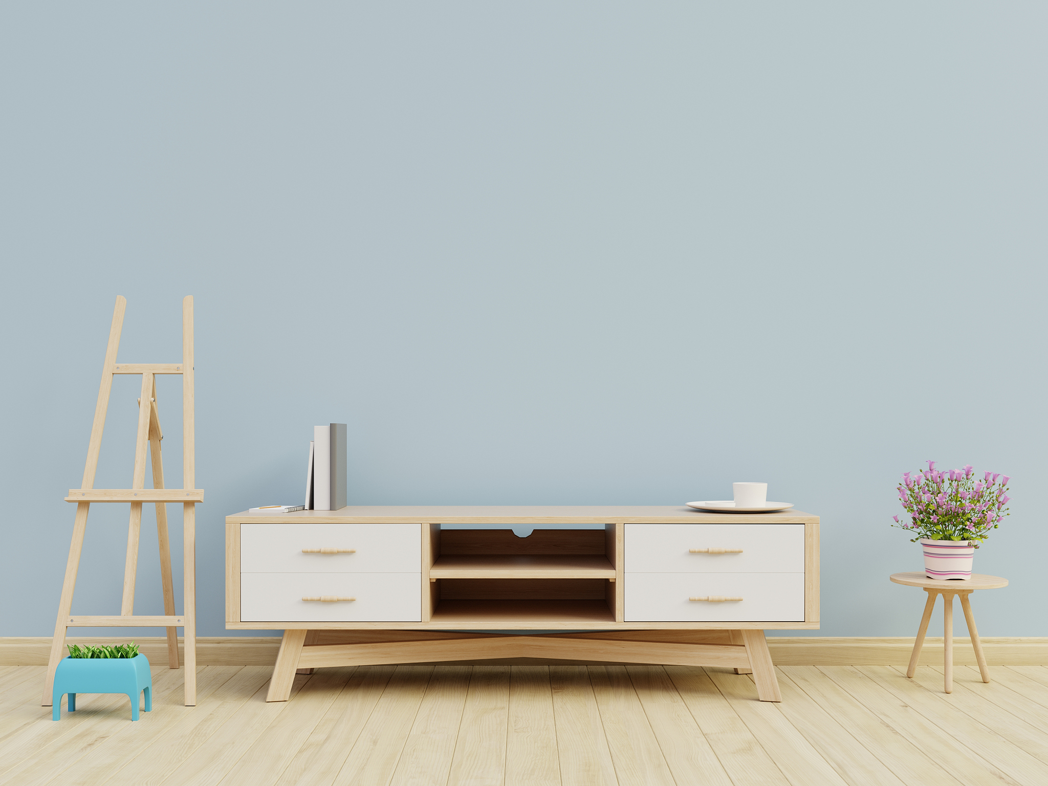 tv cabinet in modern empty room