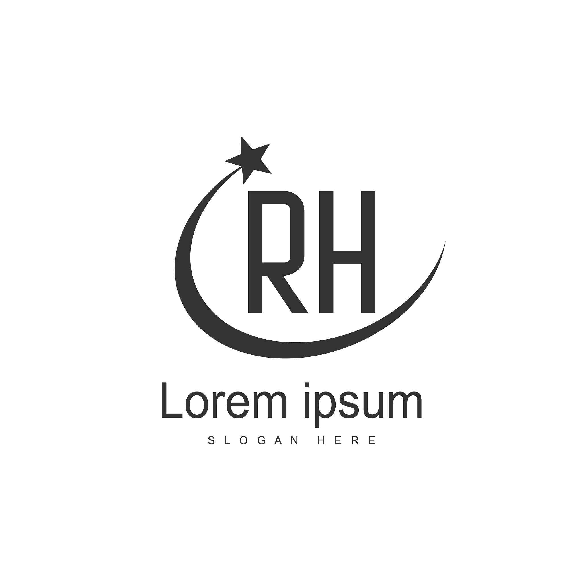 rh logo template design initial letter logo design