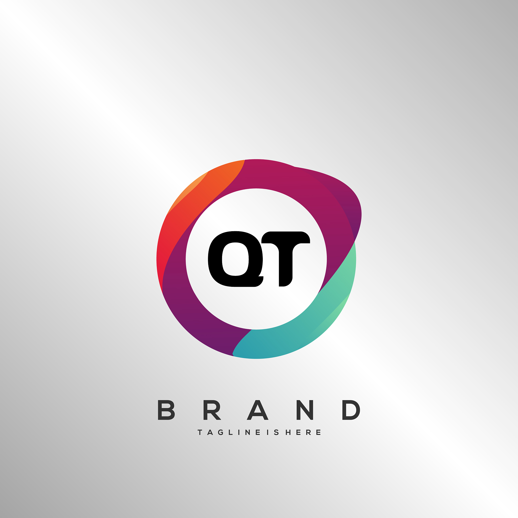 letter qt gradient color logo design