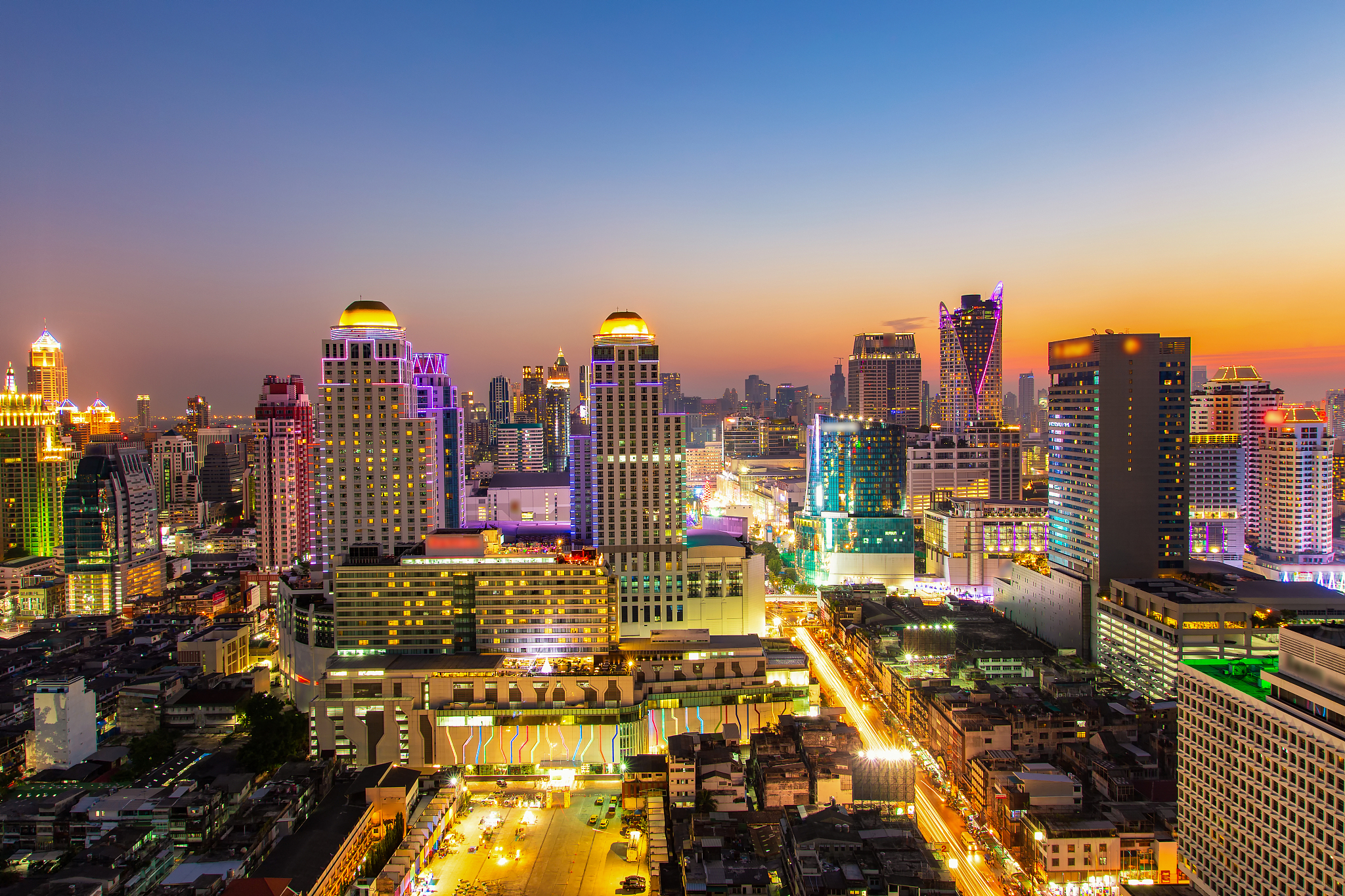 bangkok cityscape, business district with high building.