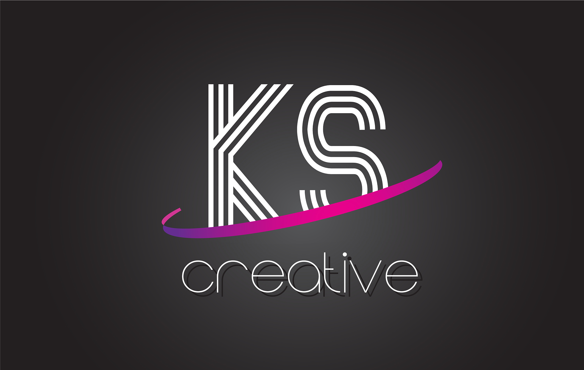 ks k s letter logo with lines design and purple