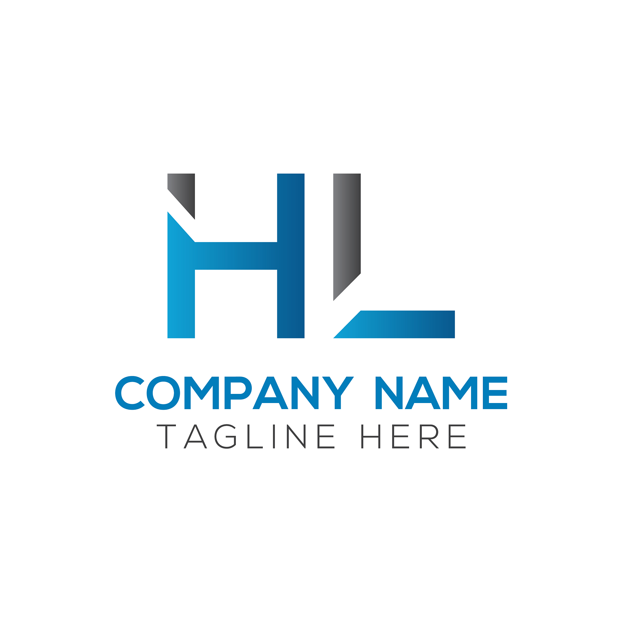 letter hl logo design linked template with blue