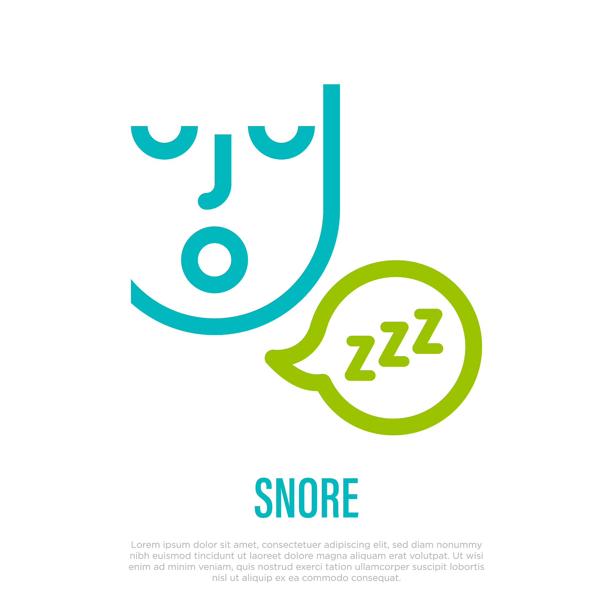 snoring: man sleeps with open mouth. thin line icon. vector illu