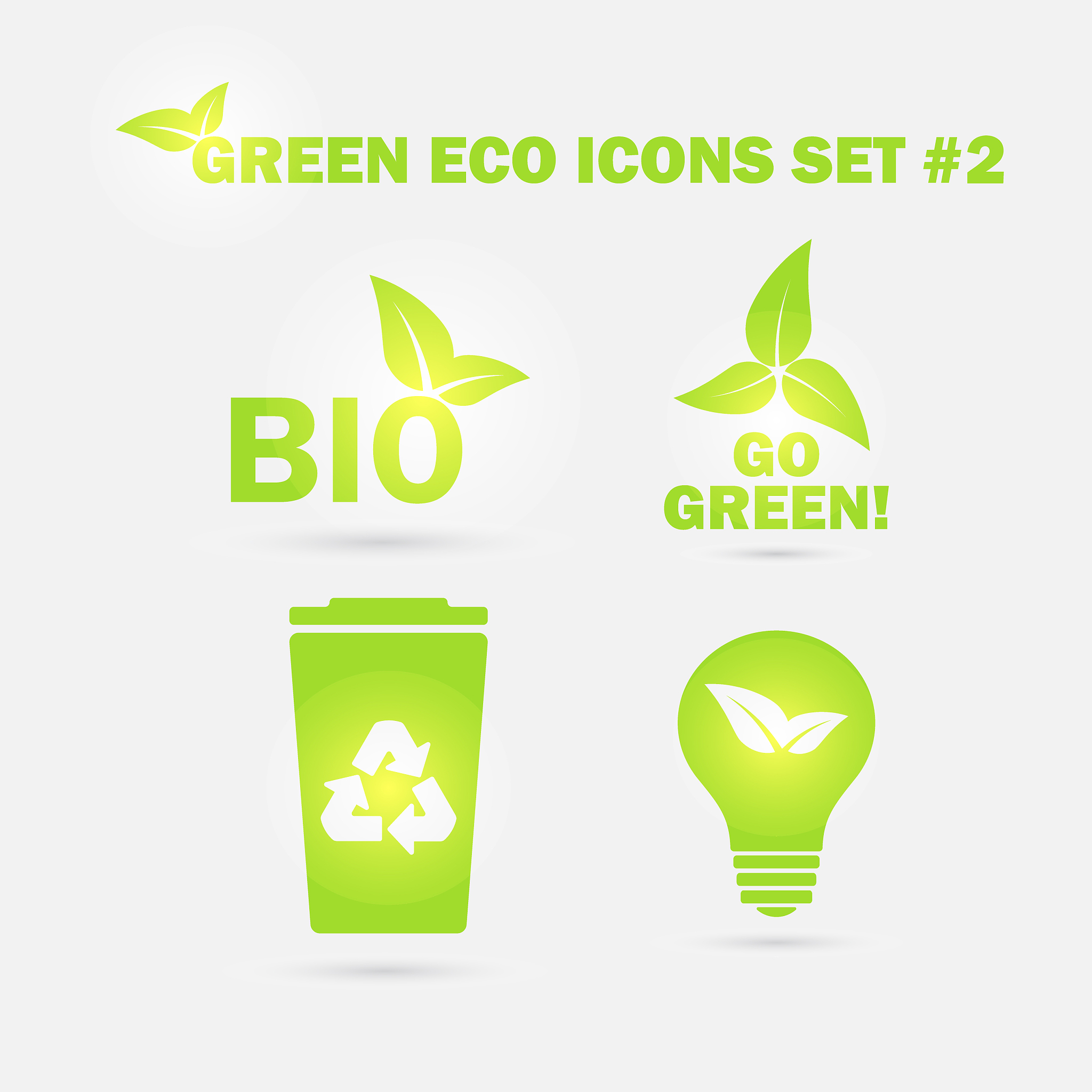 green ecology icons set