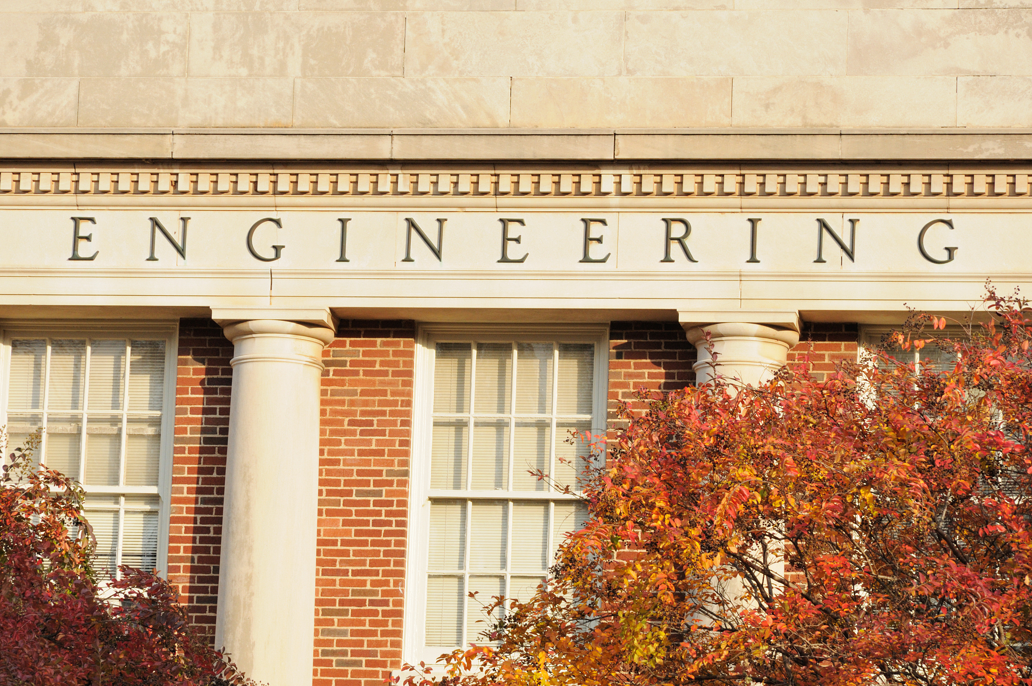 engineering building with sign and copy space