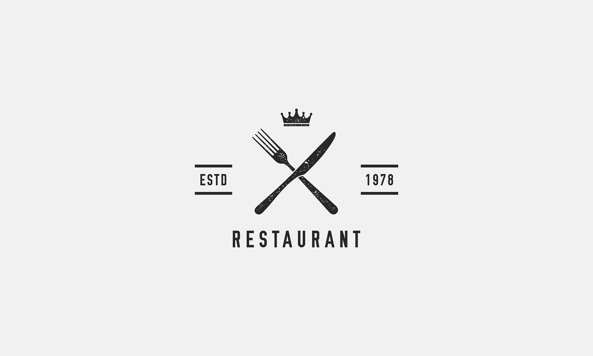 simply restaurant template with fork, knife and crown. trendy vi