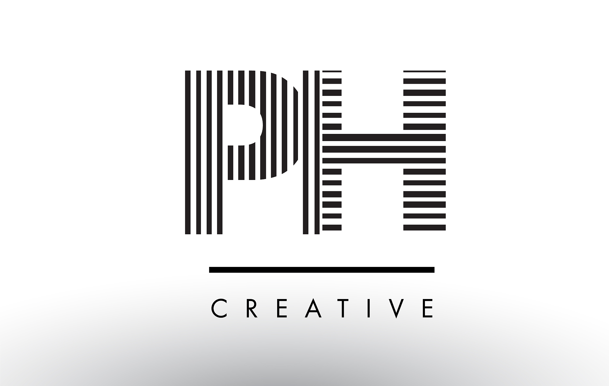 ph p h black and white lines letter logo design
