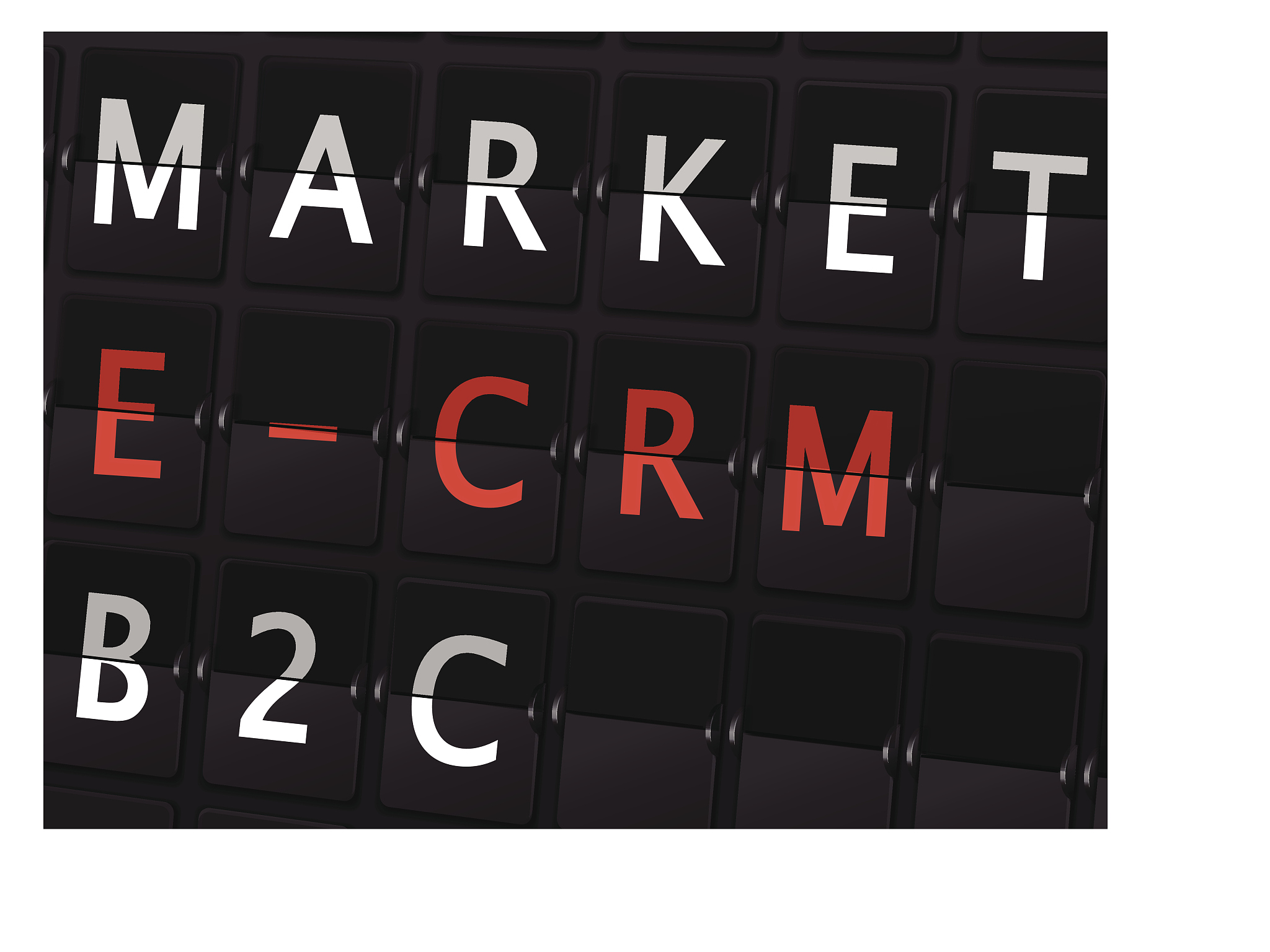 market e-crm b2c words on airport board