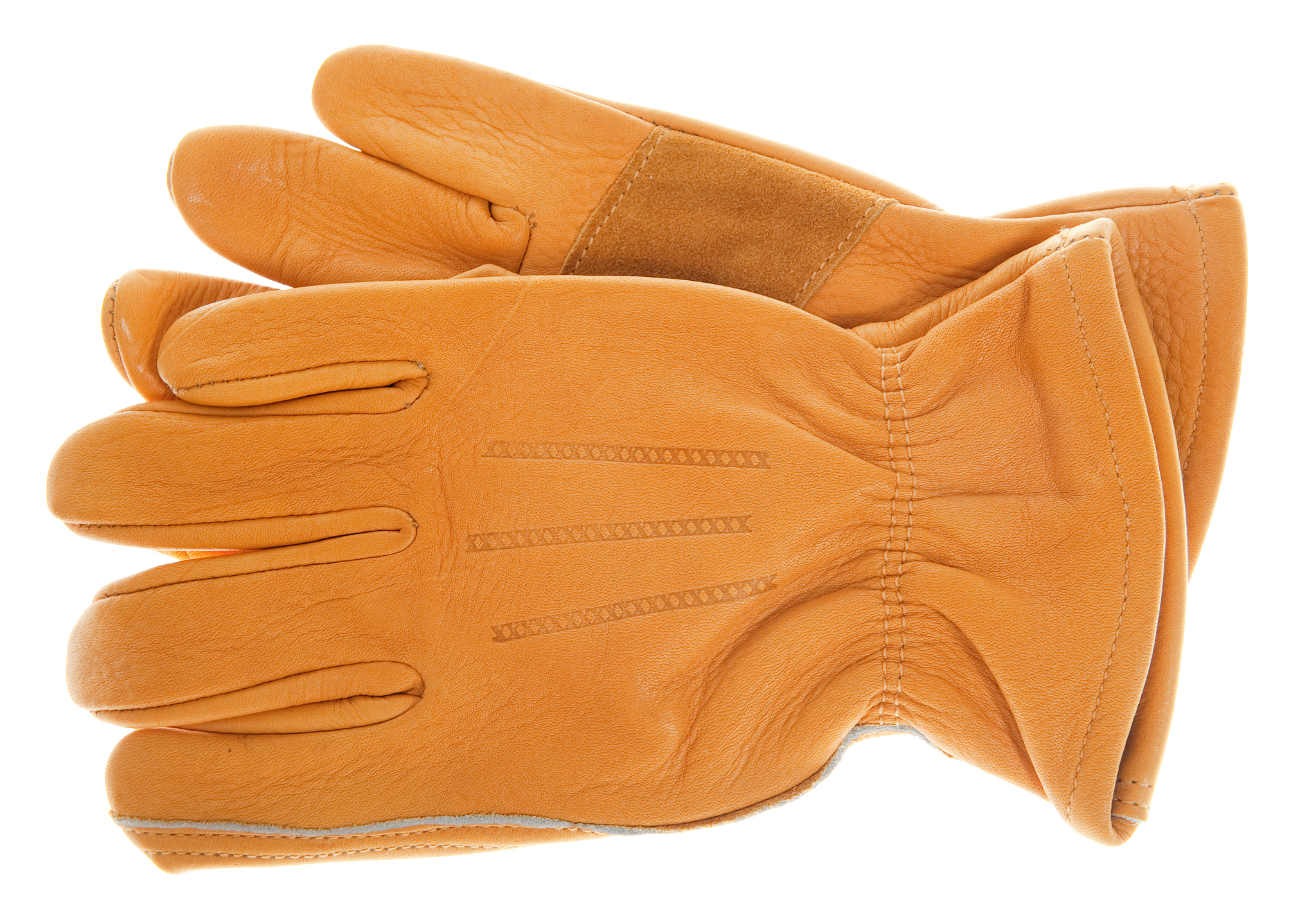 new leather work gloves, isolated on white