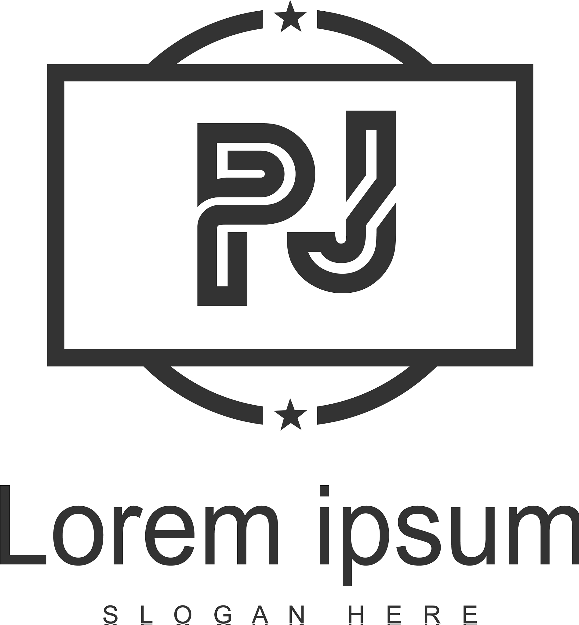 initial pj logo template with modern frame