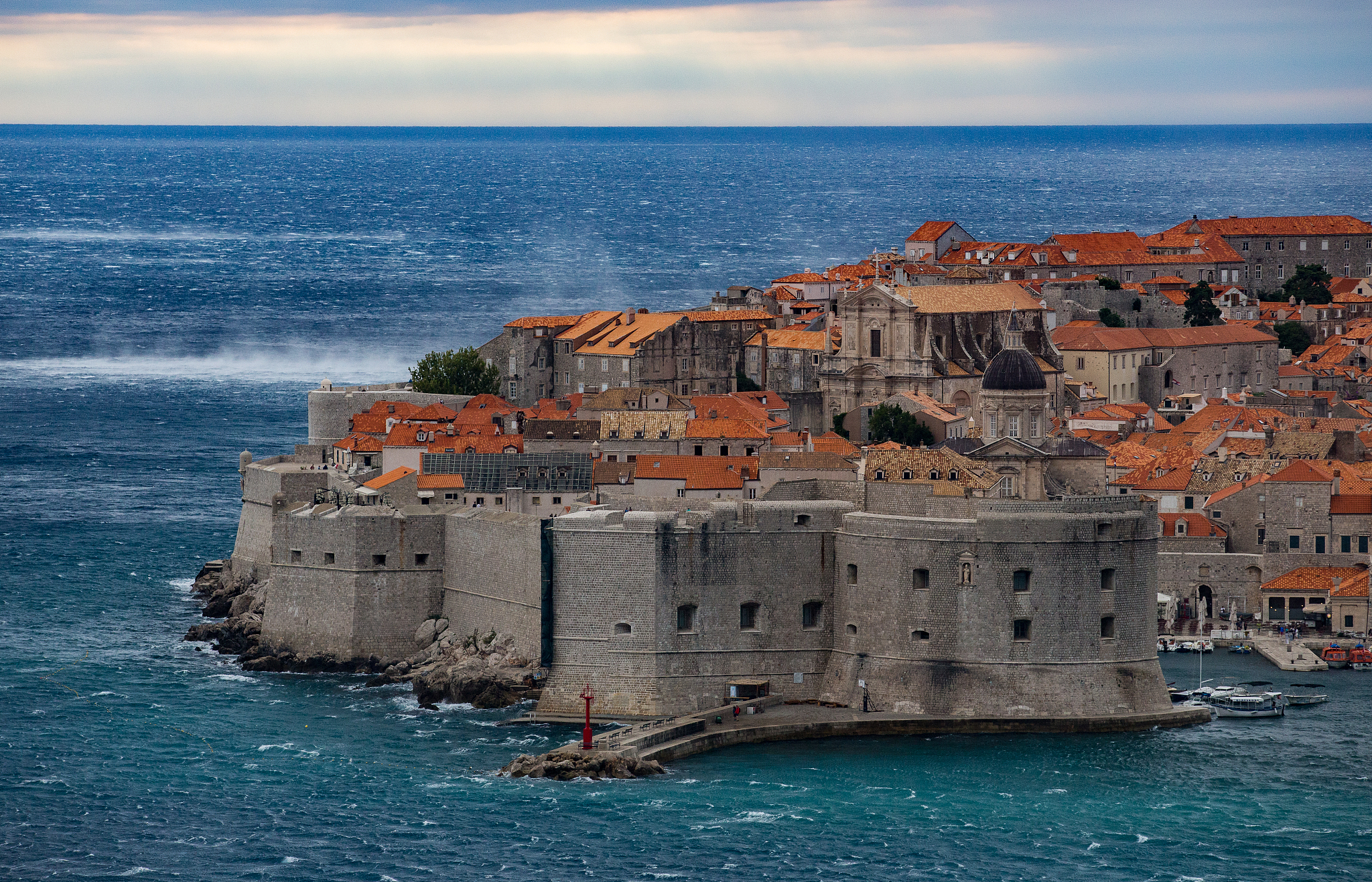 dubrovnik old town seen from the east during a windy day
