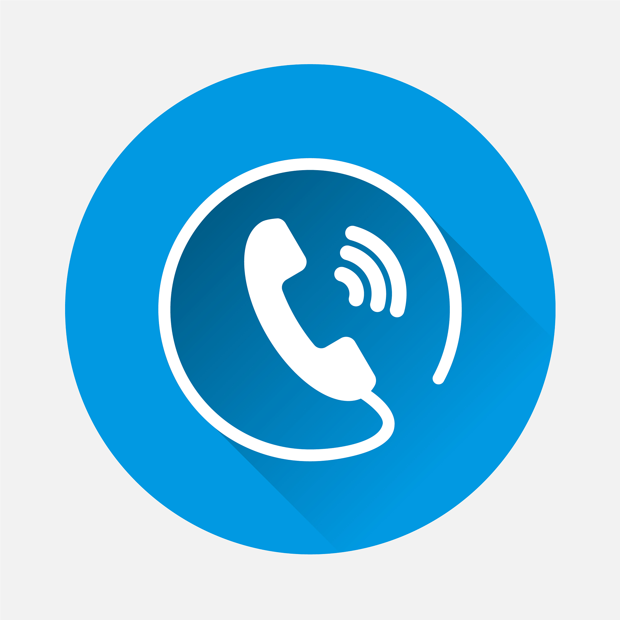 phone icon on flat style on blue background flat