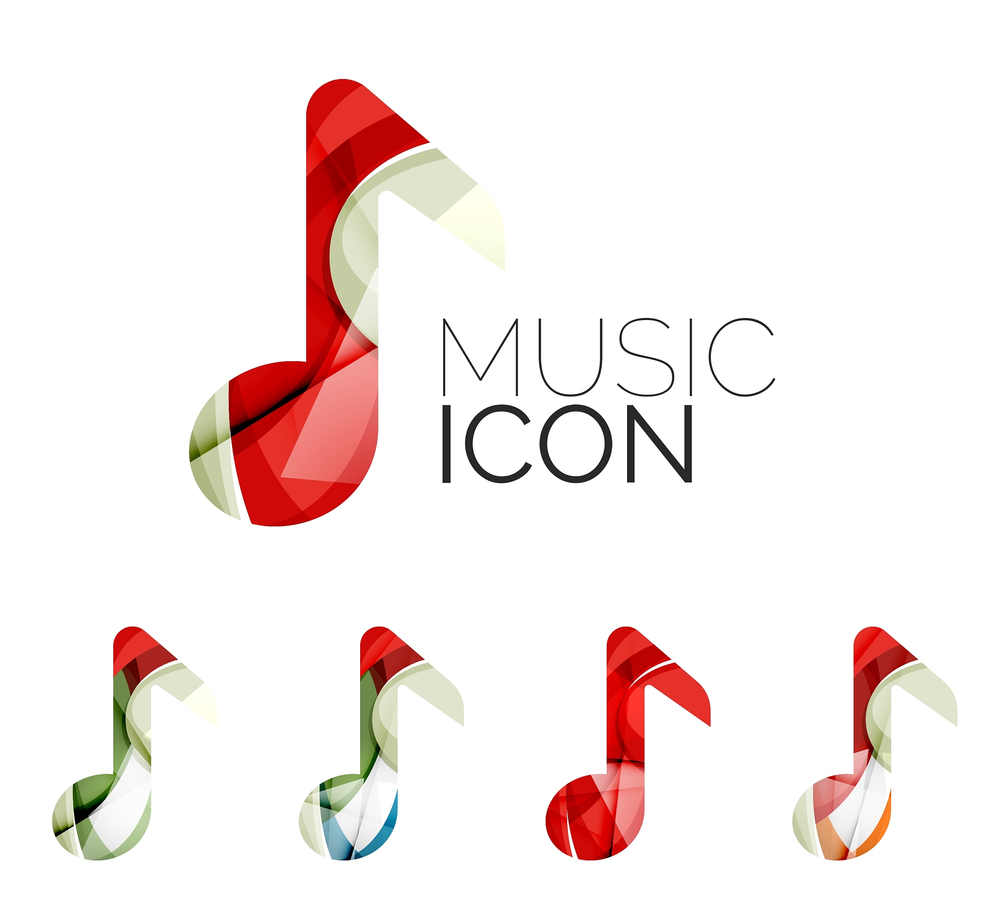 set of abstract music note icon business logotype