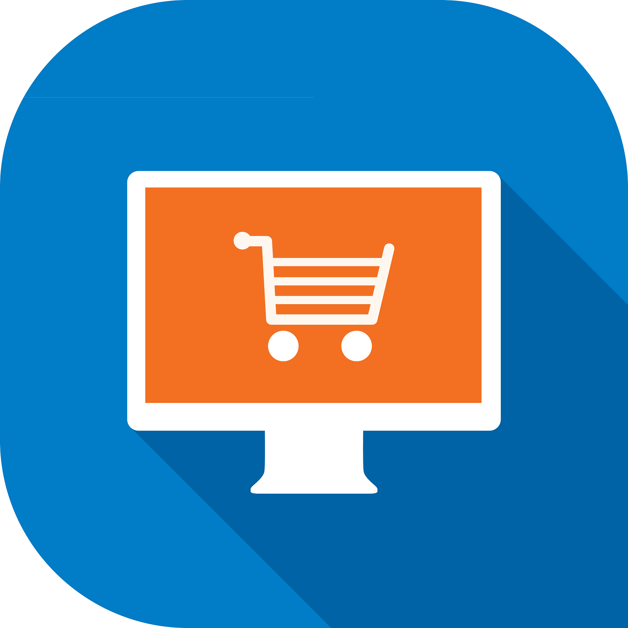 white shopping cart computer icon