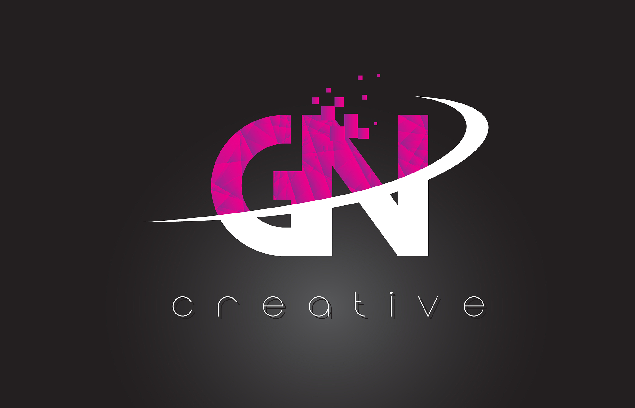 gn g n creative letters design with white pink